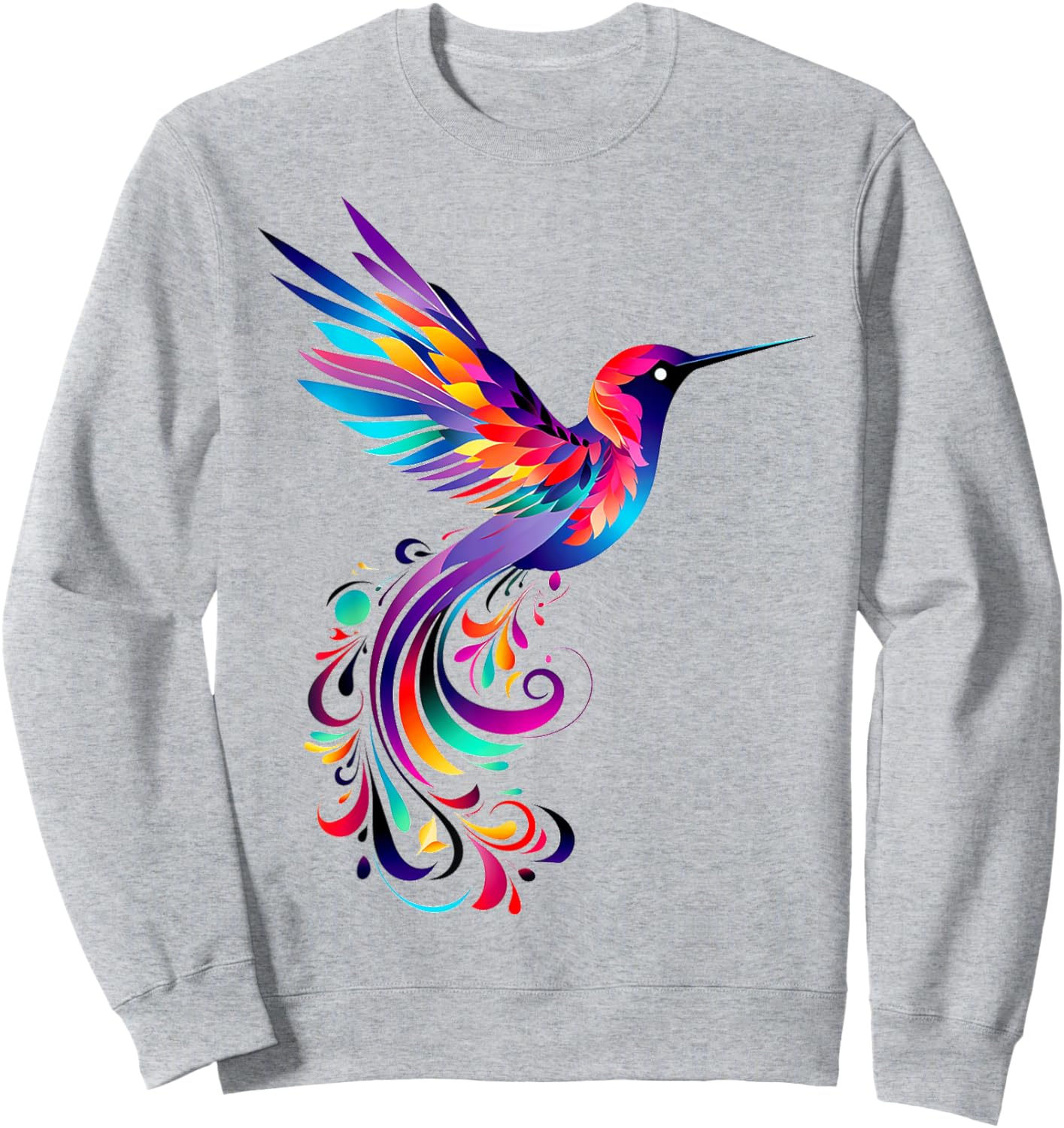 Hummingbird Colorful Motif Animal Abstract Art Hummingbird Sweatshirt - Sweatshirt | Ash