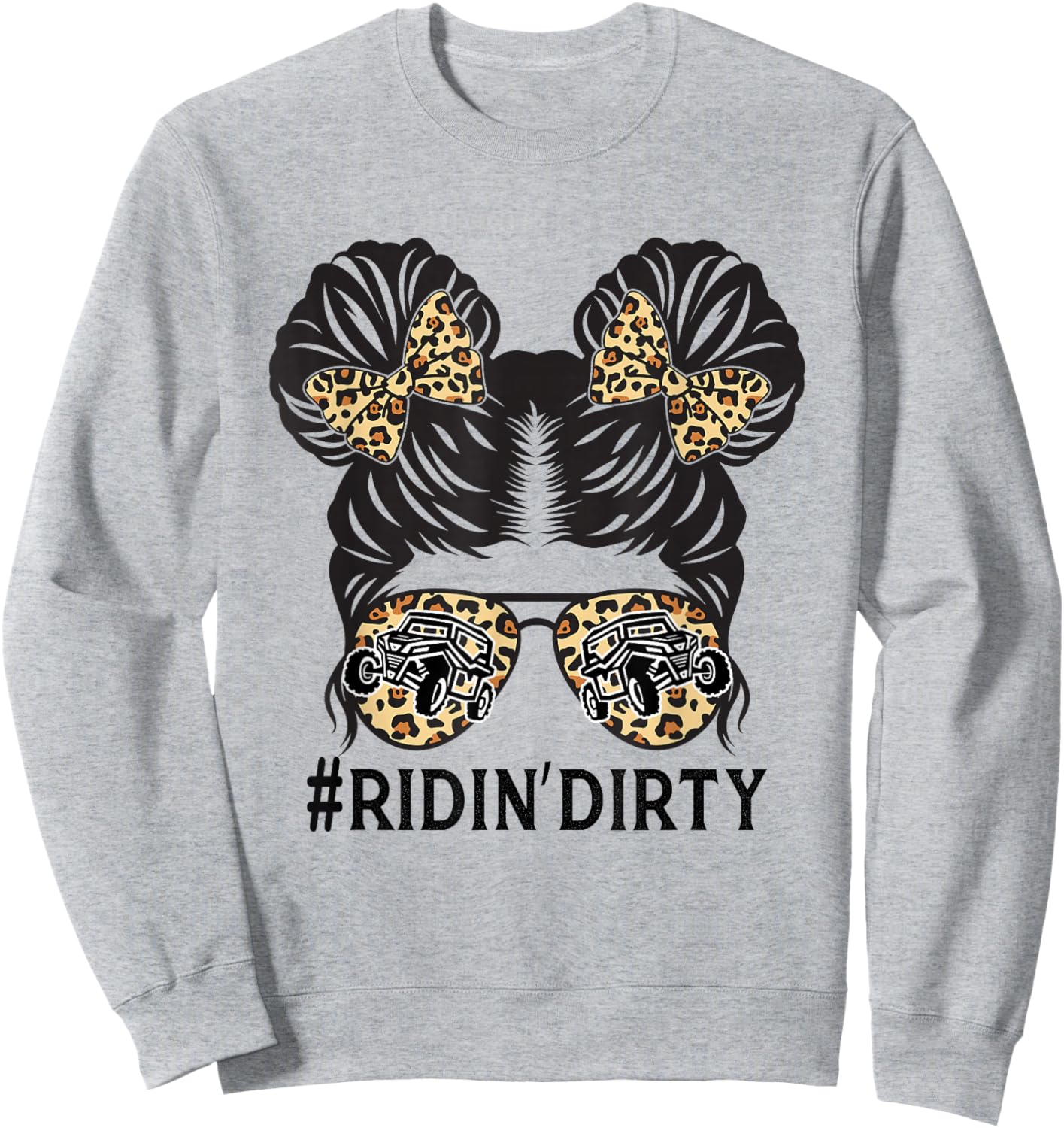 Retro Utv Messy Bun Sunglasses Mud Riding SXS Women Girl Sweatshirt - Sweatshirt | Ash