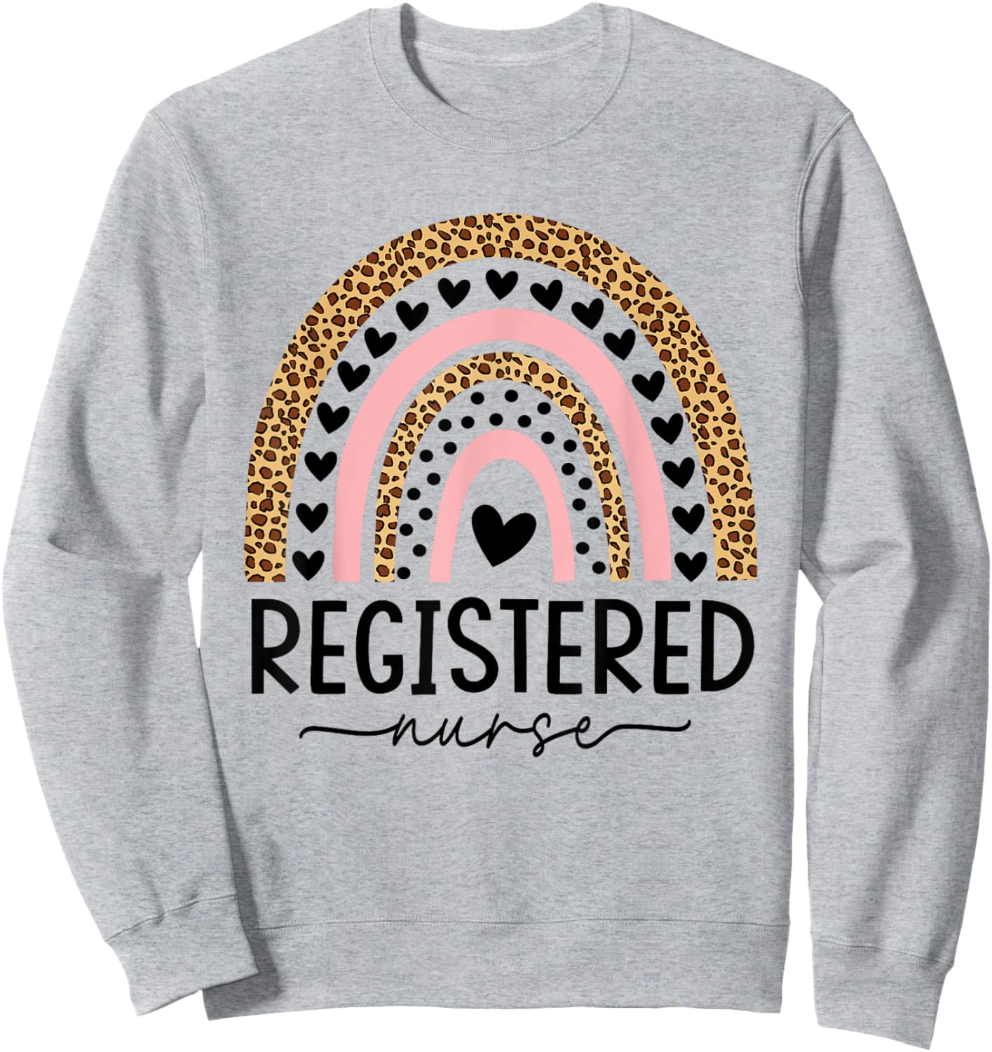 Women Registered Nurse RN Nursing Rainbow Leopard Nurse Day Sweatshirt - Sweatshirt | Ash