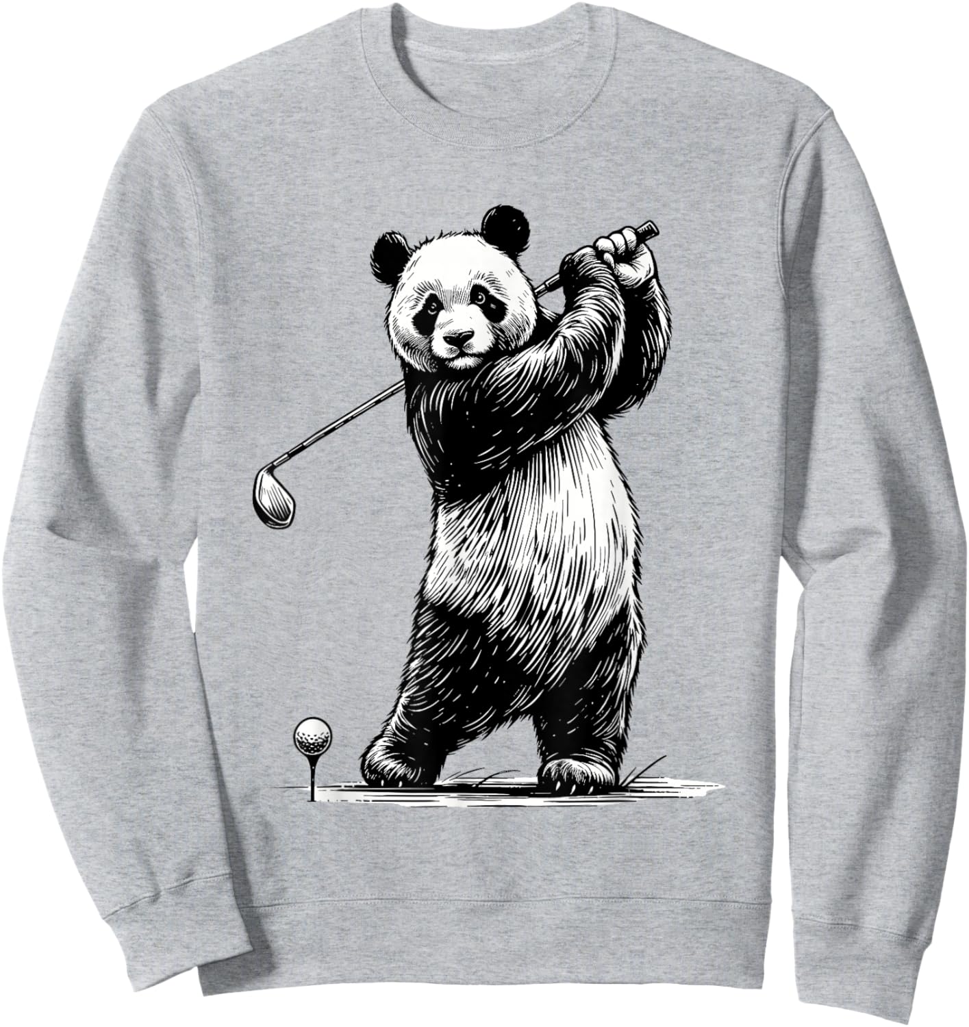 Panda Bear Playing Golf Funny Golfing Lover Golfer Sweatshirt - Sweatshirt | Ash