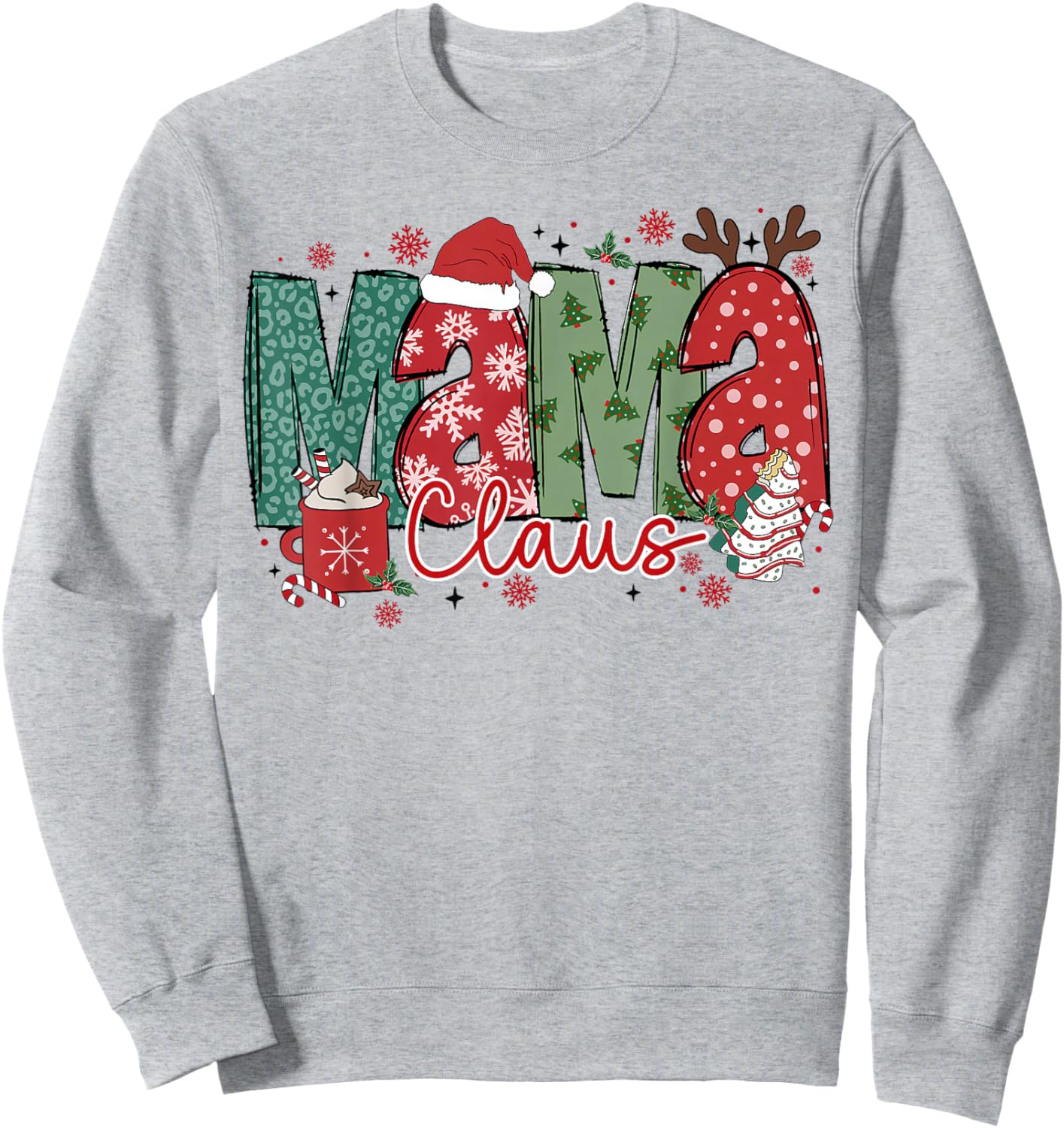 Mama Claus Christmas Pajama Santa Claus Family Matching Sweatshirt - Sweatshirt | Ash