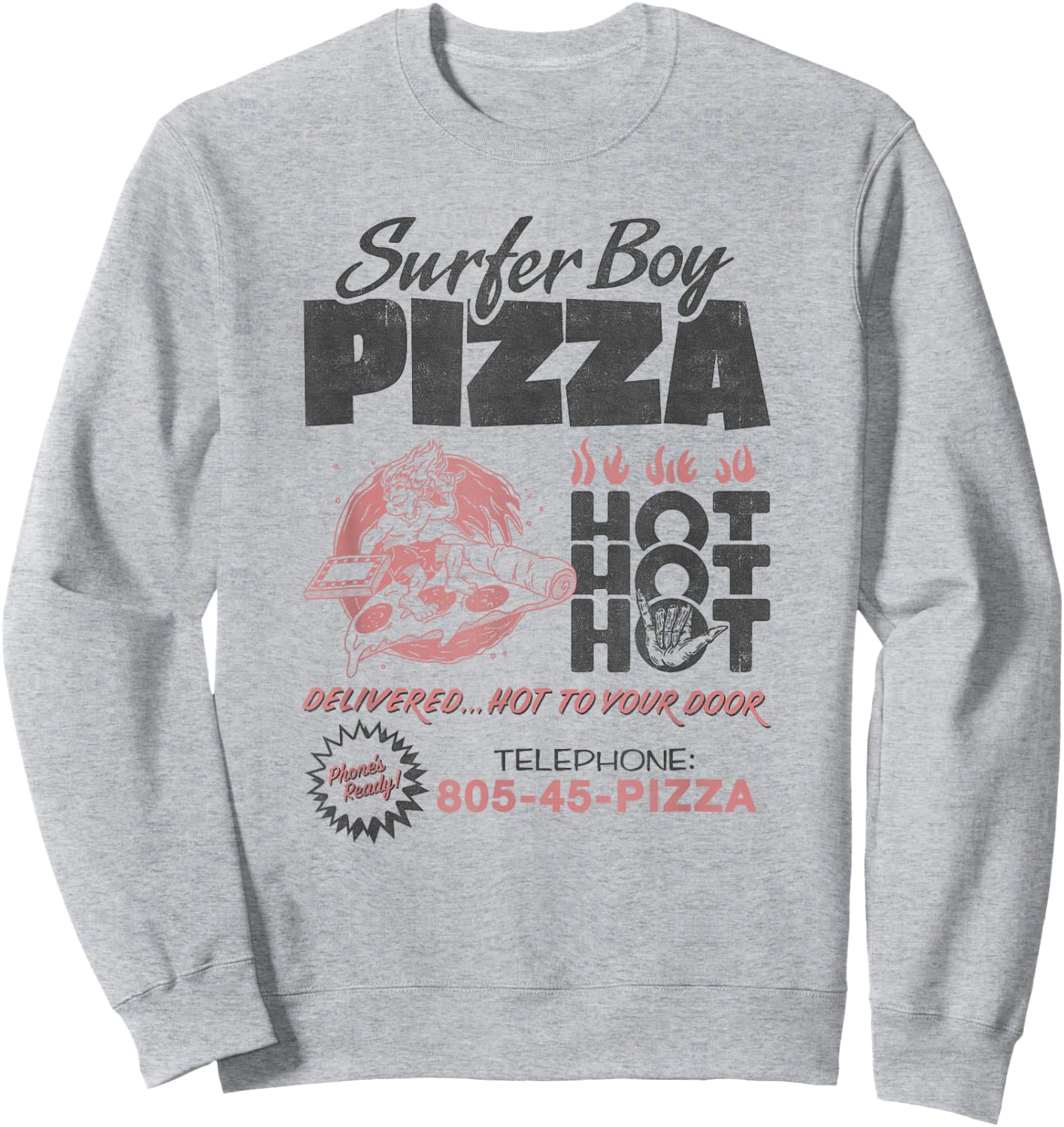 Stranger Things Surfer Boy Pizza Flyer Sweatshirt - Sweatshirt | Ash