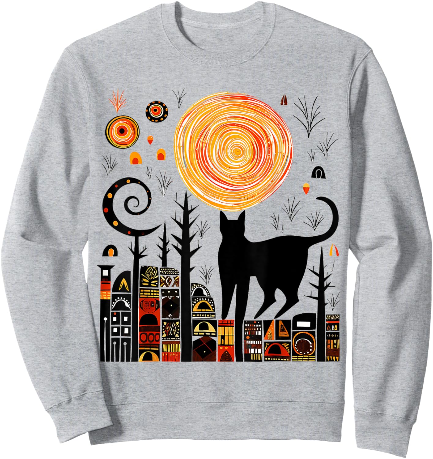 Nature Geometric Cat Art Abstract Polygon Graphic Nature Women Kids Sweatshirt - Sweatshirt | Ash