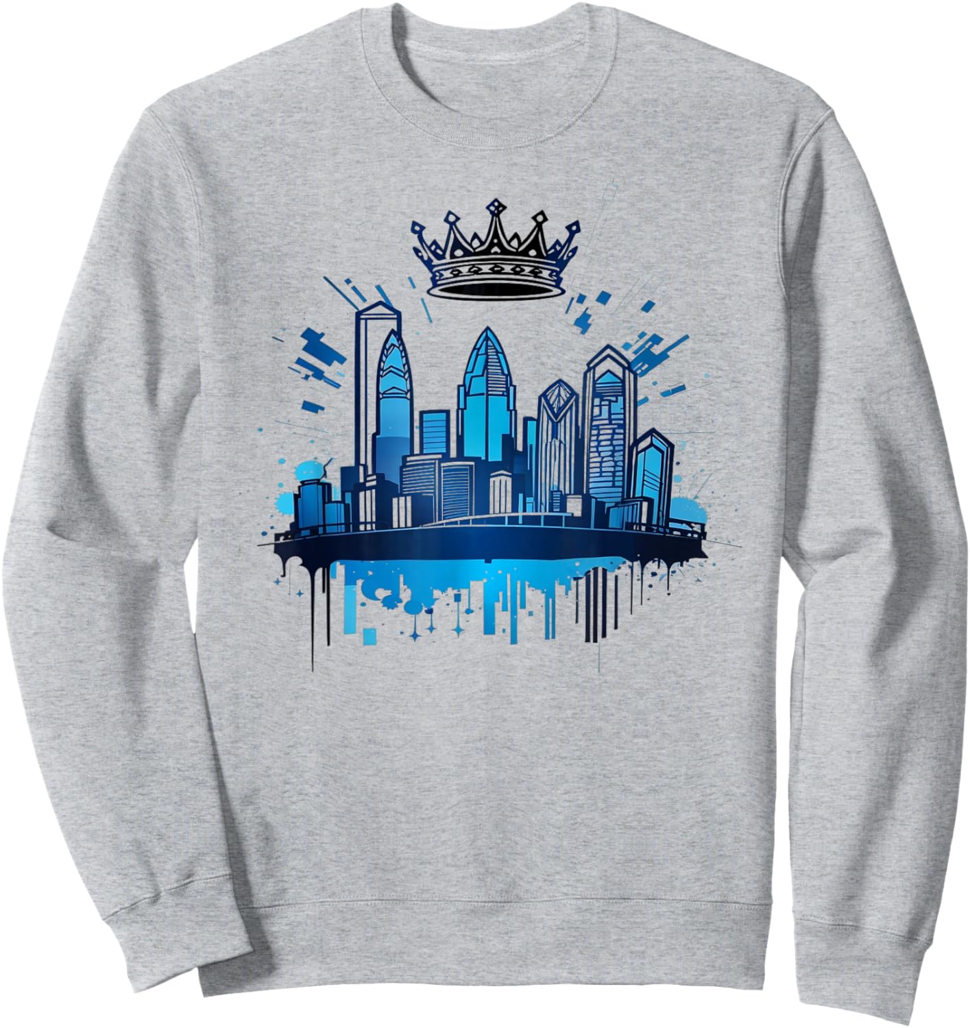 Charlotte Skyline Crown 704 Queen City Sweatshirt - Sweatshirt | Ash