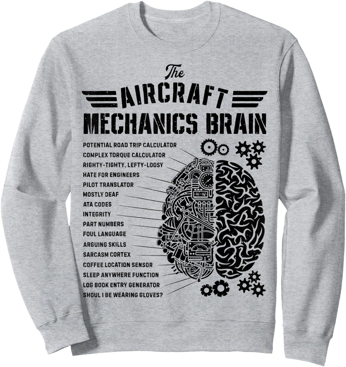 Aircraft Mechanics Brain Funny Aviation Technician Gifts Men Sweatshirt - Sweatshirt | Ash