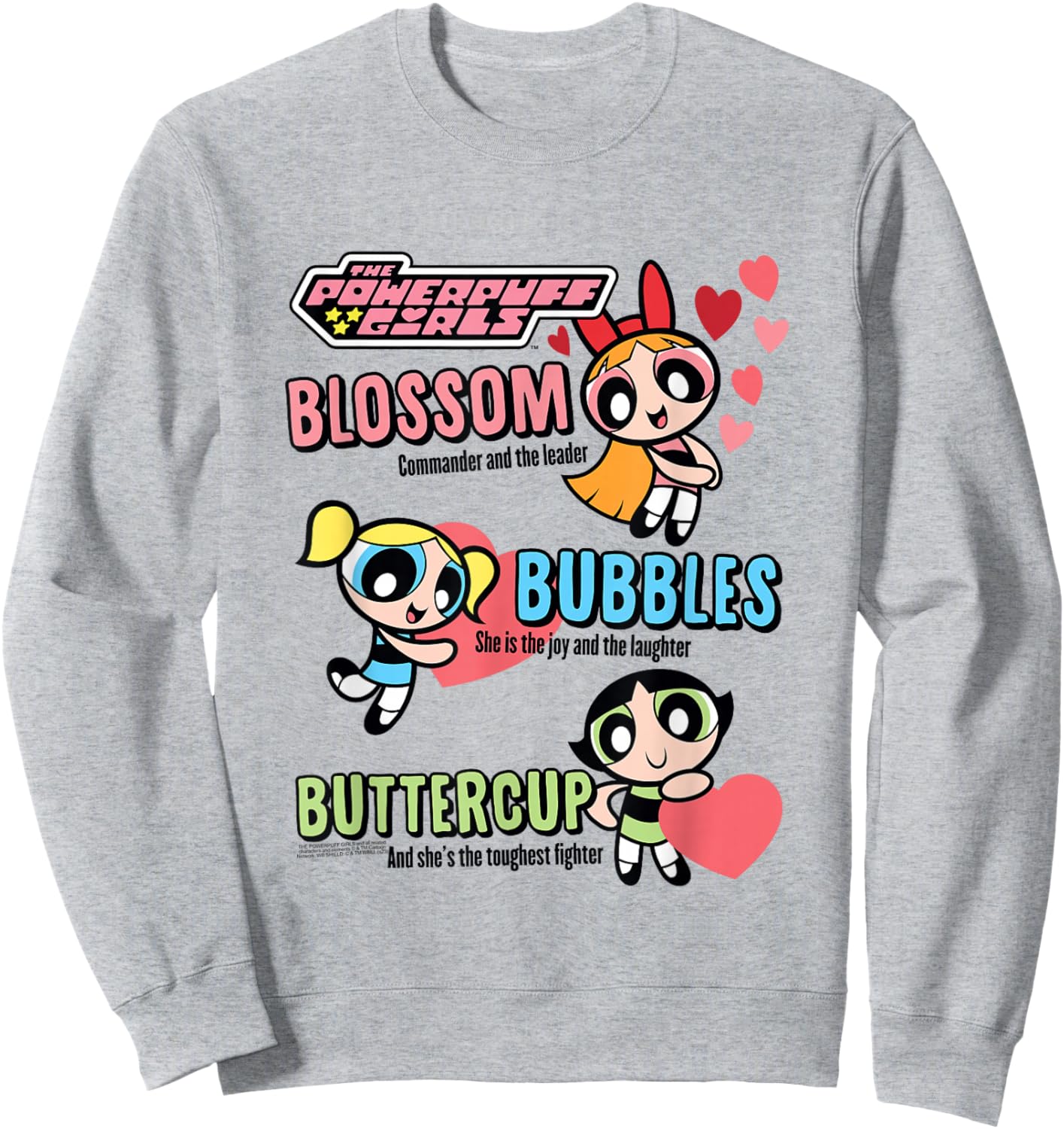 Powerpuff Girls Hearts and Trio Descriptions Cute Cartoon Sweatshirt - Sweatshirt | Ash