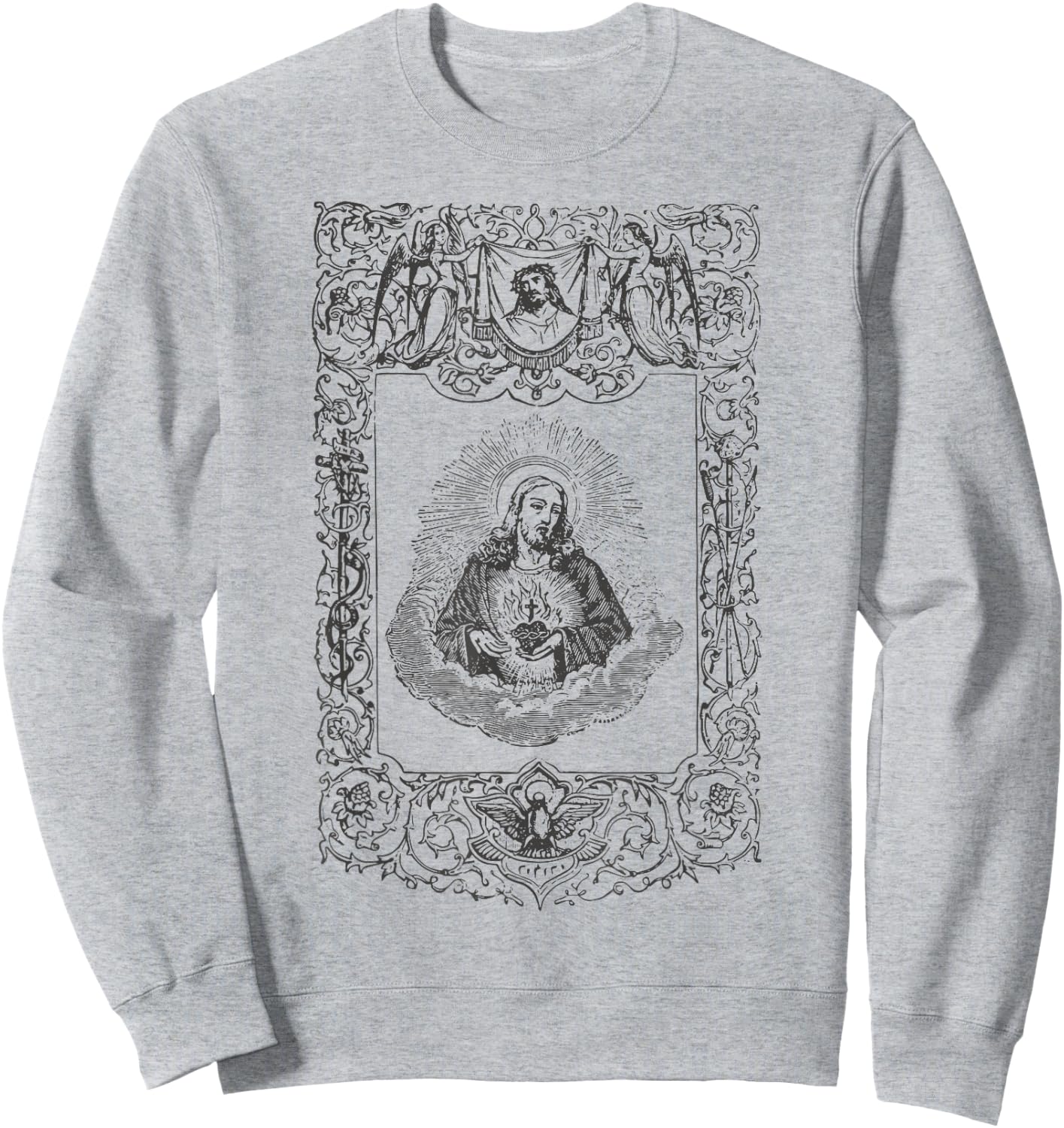 Sacred Heart of Jesus Christ Vintage Catholic Art Gifts INRI Sweatshirt - Sweatshirt | Ash
