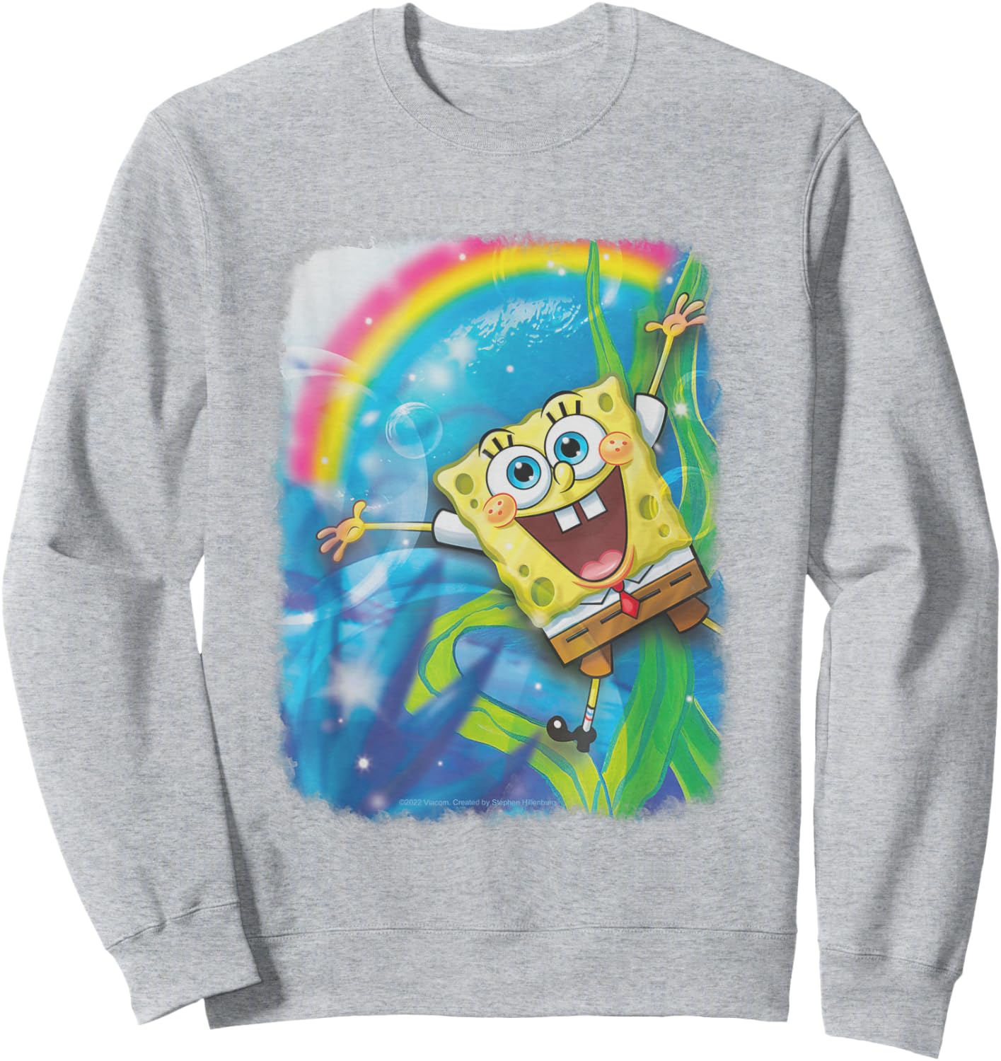 SpongeBob SquarePants Underwater Rainbow Retro Poster Sweatshirt - Sweatshirt | Ash
