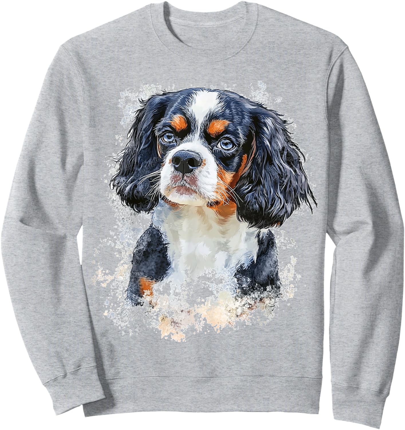 Cavalier King Charles Spaniel Dog Graphic Pet Illustration Sweatshirt - Sweatshirt | Ash