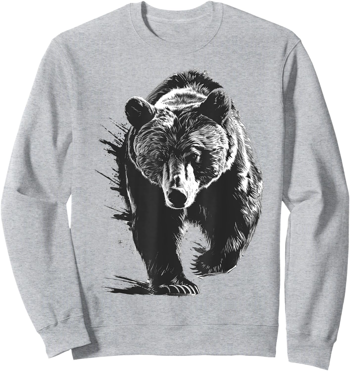 Bear Drawing Animal Painting Graphic Art Bear Sweatshirt - Sweatshirt | Ash