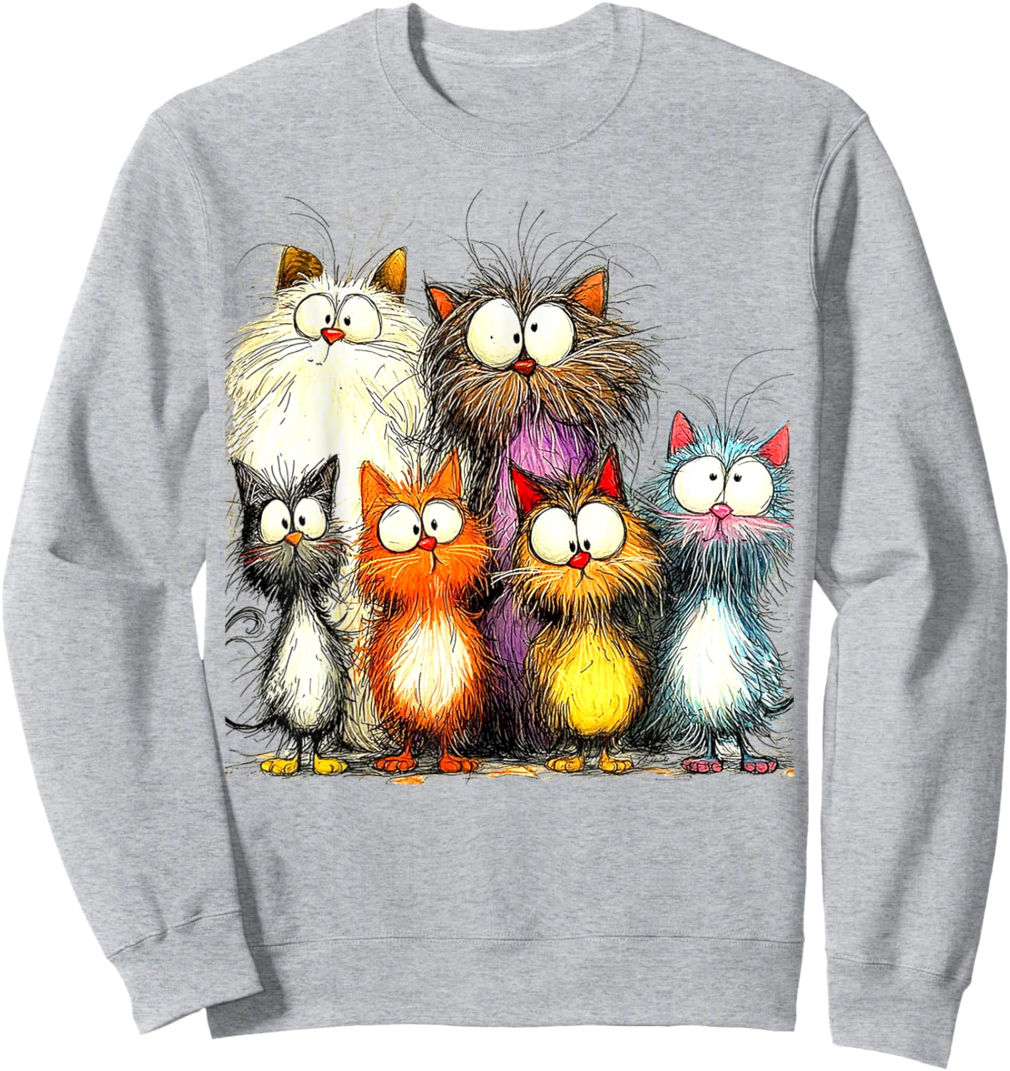 Eagerlys Silly Funny Cat Famliy Art Colorful Cats - Kitten Women Sweatshirt - Sweatshirt | Ash