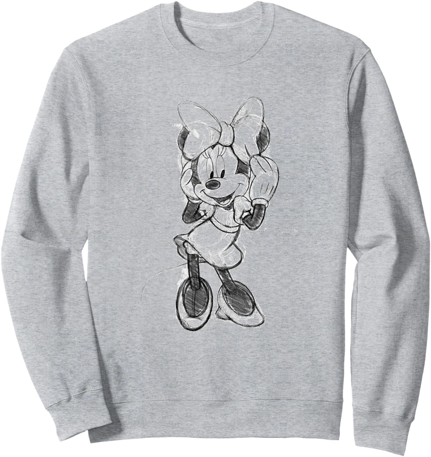 Disney Minnie Mouse Classic Full Body Black & White Sketch Sweatshirt - Sweatshirt | Ash