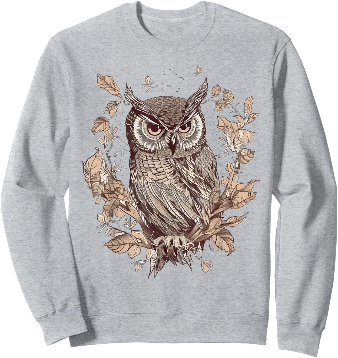 Moon Owl Birds Owl Gifts Graphic Women Boys Girls Sweatshirt - Sweatshirt | Ash
