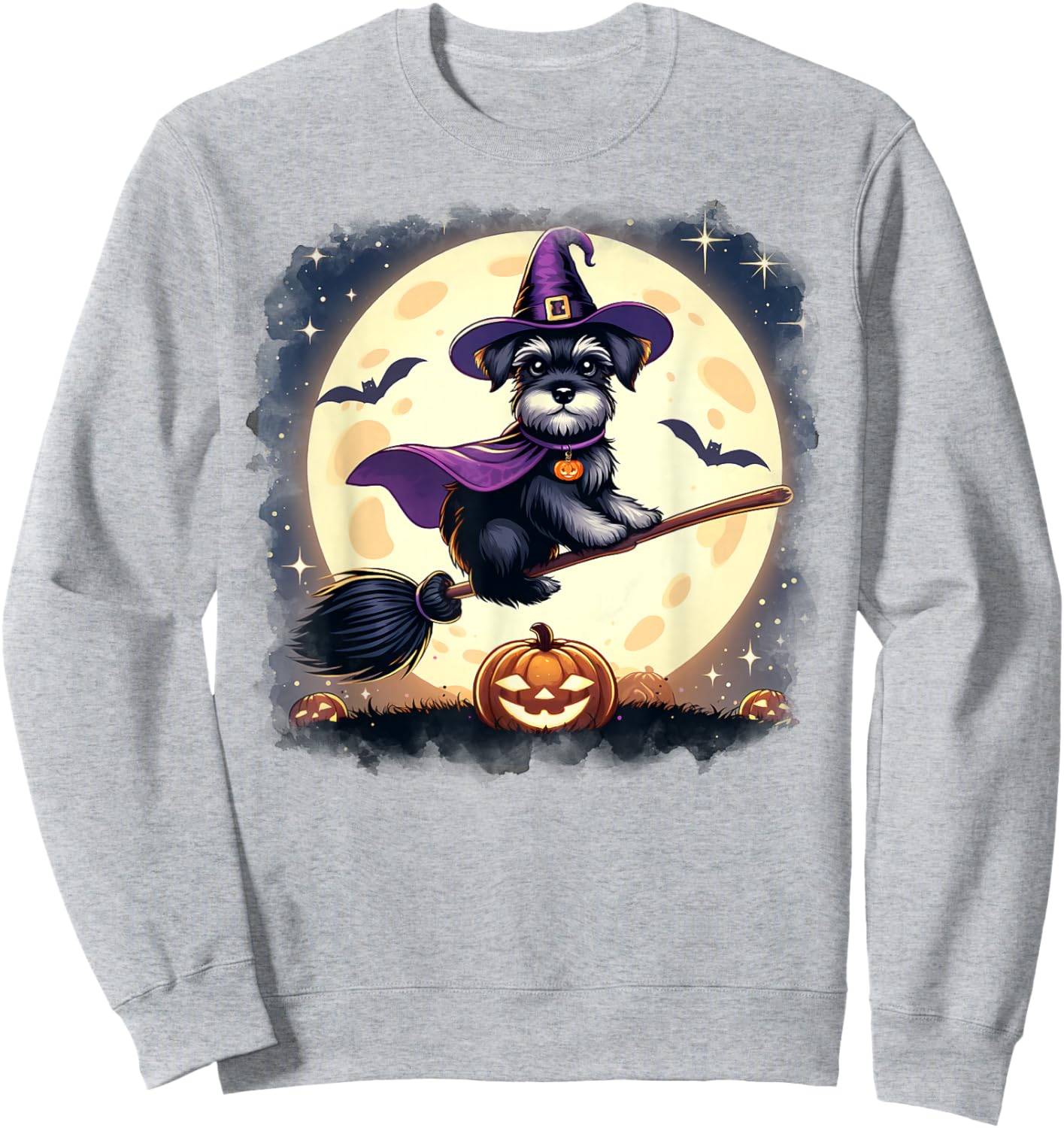 Miniature Schnauzer Halloween Costume Dog Lover Women Girls Sweatshirt - Sweatshirt | Ash