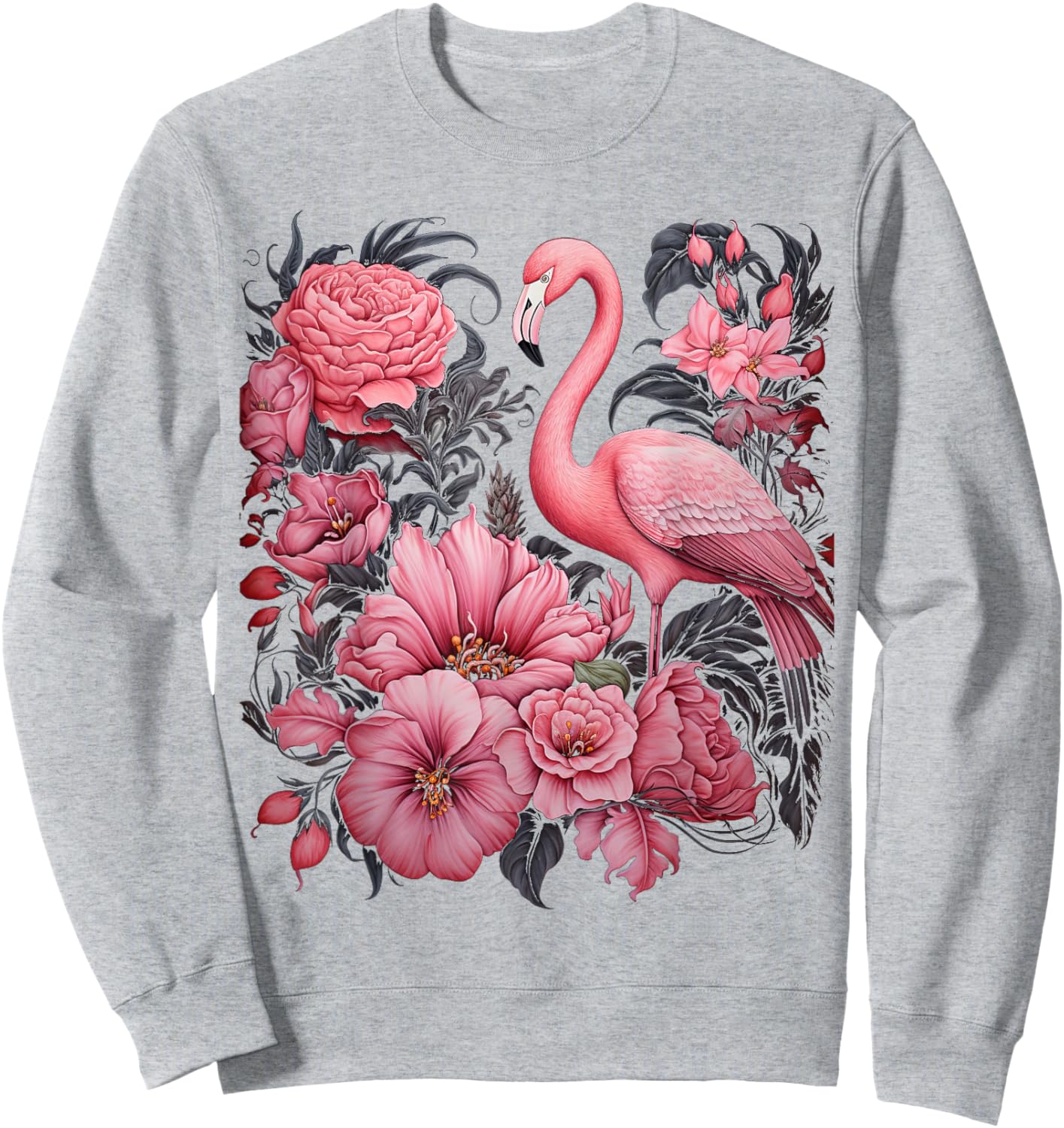 Flamingo and Flowers Floral Flamingos pink Sweatshirt - Sweatshirt | Ash