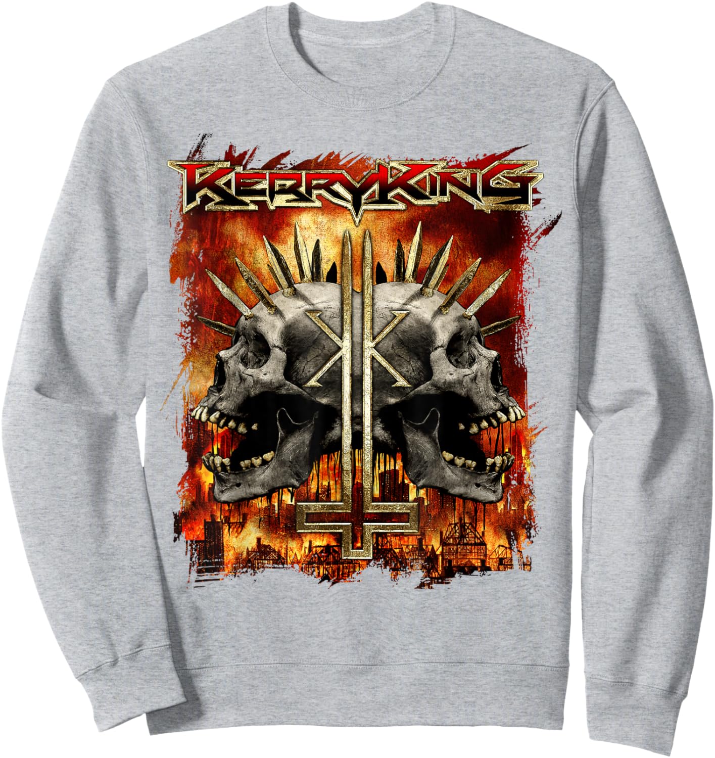 Kerry King Spikey Double Skull Sweatshirt - Sweatshirt | Ash