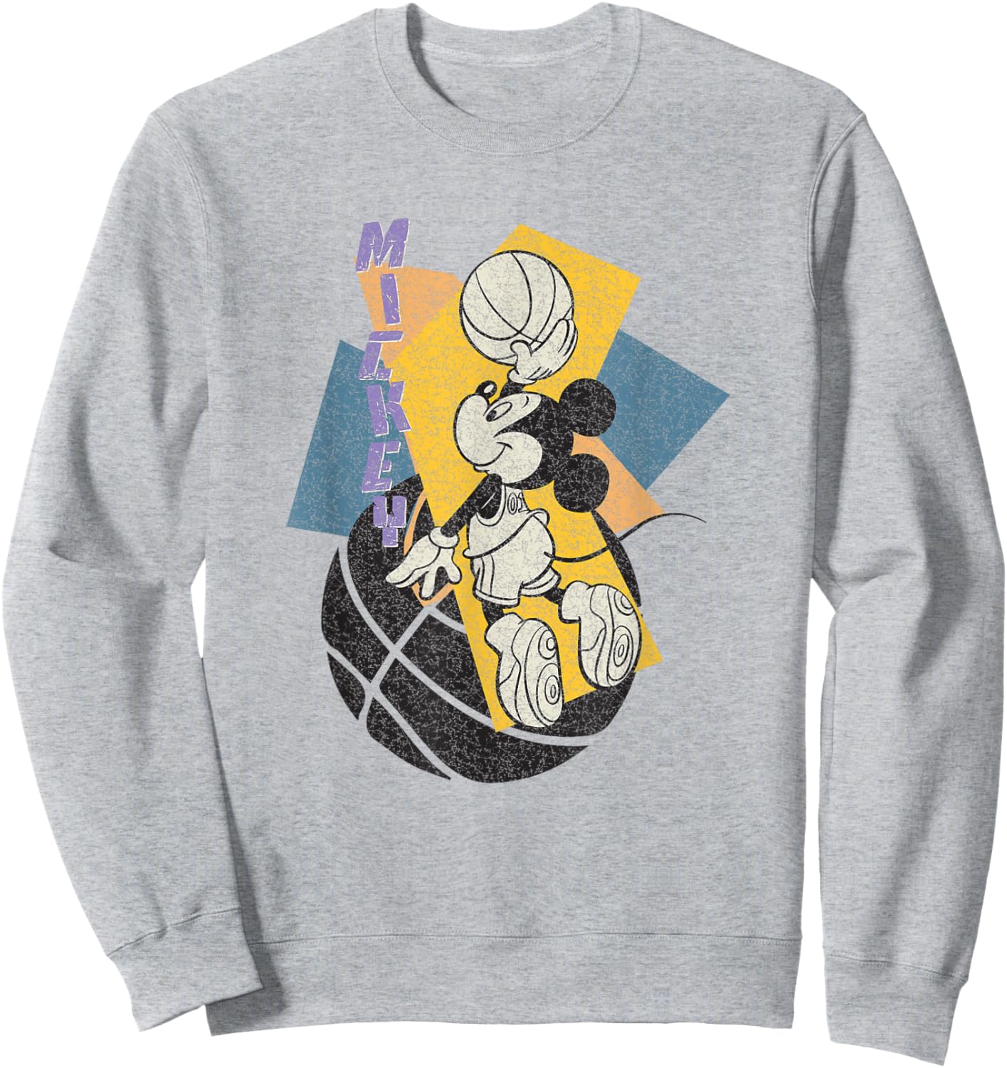 Disney Mickey and Friends Retro Basketball 90's Dunk Logo Sweatshirt - Sweatshirt | Ash