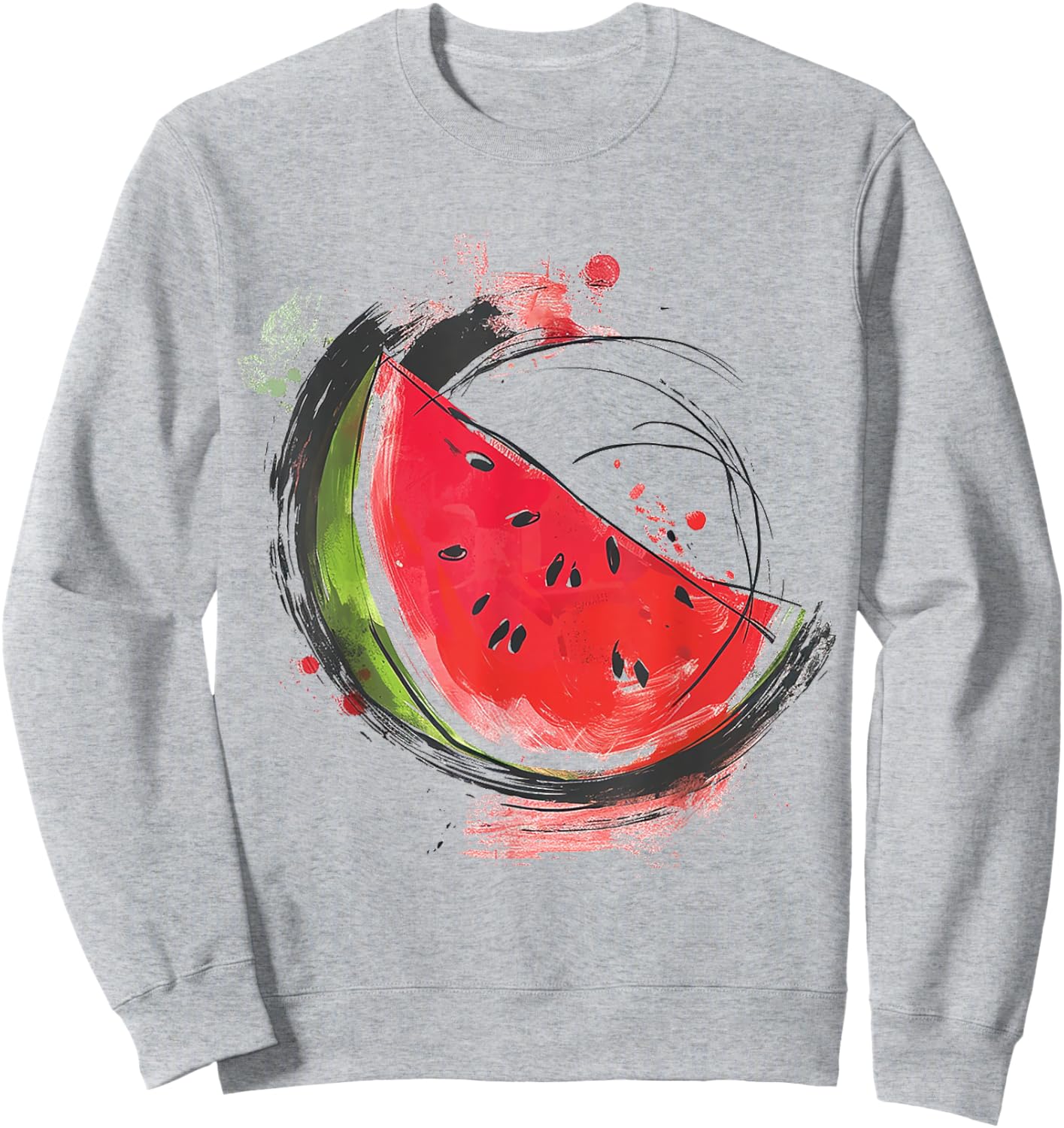Watermelon Painting Motif Abstract Drawing Art Watermelon Sweatshirt - Sweatshirt | Ash