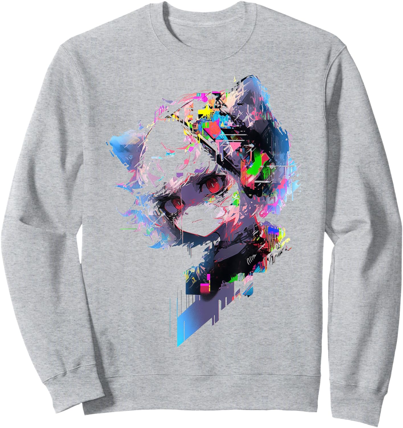 Anime Abstract Human Women Graphic Anime Sweatshirt - Sweatshirt | Ash