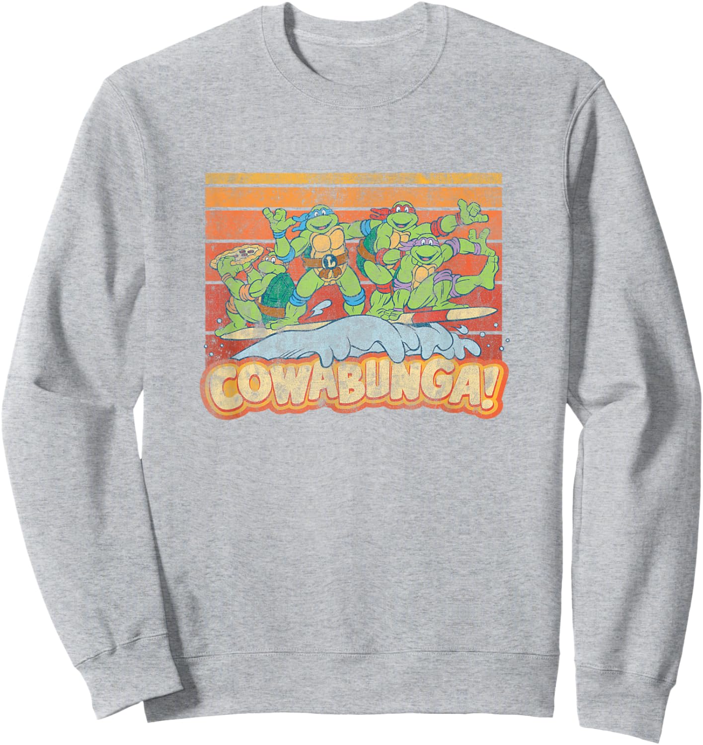 Teenage Mutant Ninja Turtles Cowabunga! Surfing Distressed Sweatshirt - Sweatshirt | Ash