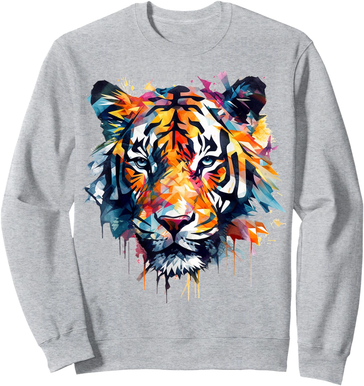 Tiger Artwork - Colourful Art Zoo Animal Tiger Sweatshirt - Sweatshirt | Ash