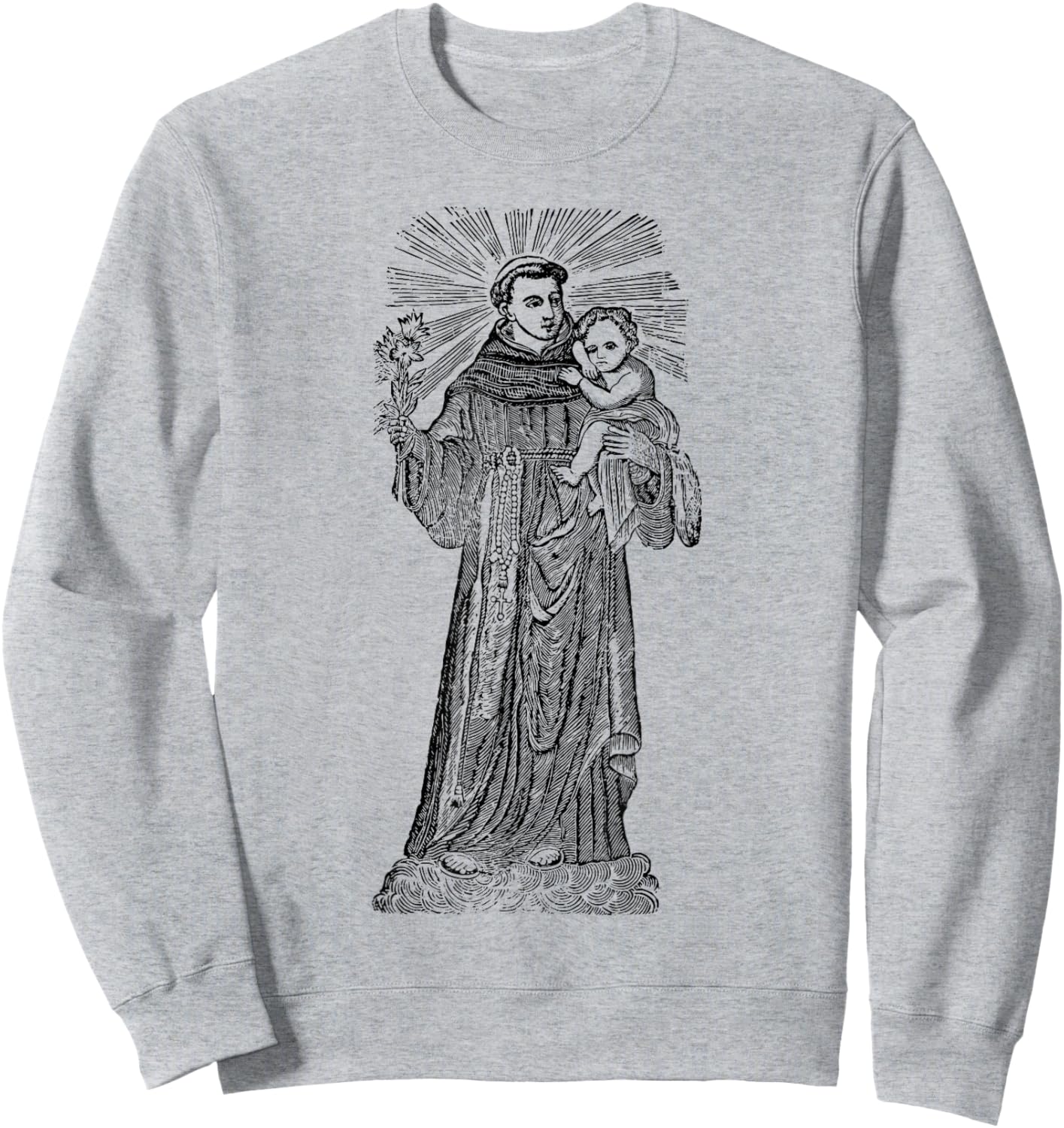 St Anthony of Padua Baby Jesus Vintage Catholic Patron Saint Sweatshirt - Sweatshirt | Ash