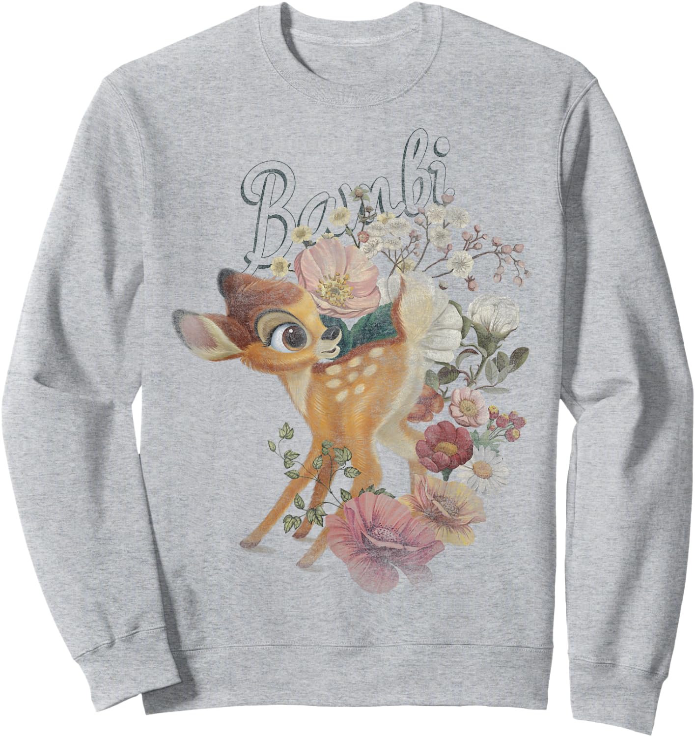 Disney Bambi Vintage Floral Poster Sweatshirt - Sweatshirt | Ash