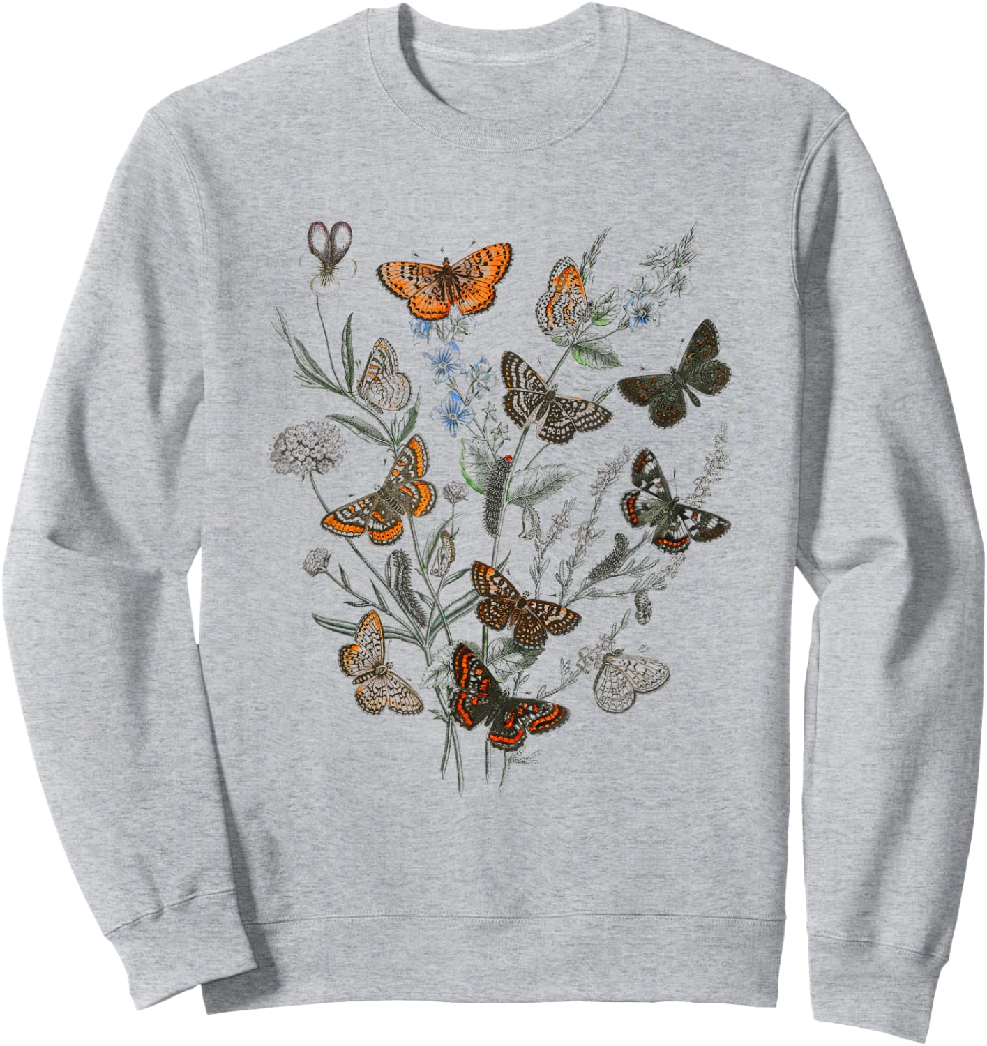 Cute Butterflies Floral Graphic Butterfly Tree Sweatshirt - Sweatshirt | Ash