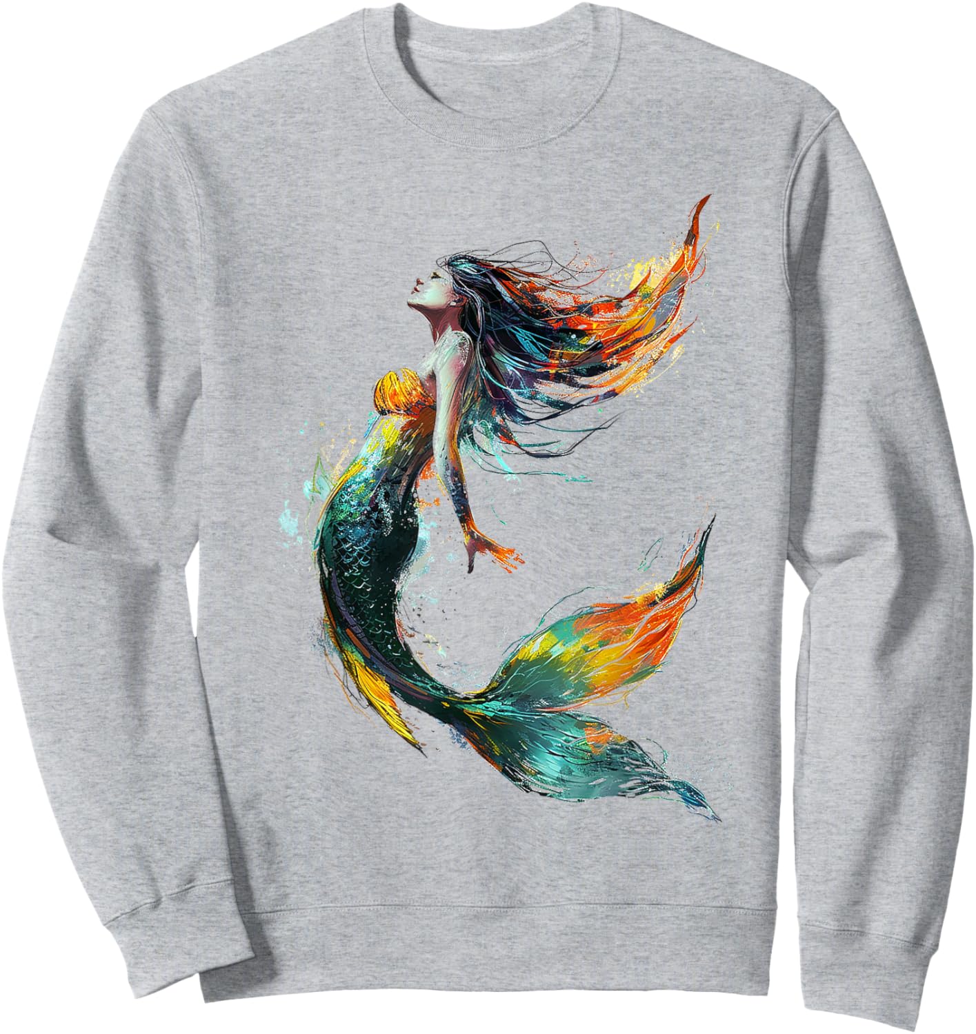Abstract Graphic Painting Mermaid Woman Mermaid , white, S Sweatshirt - Sweatshirt | Ash