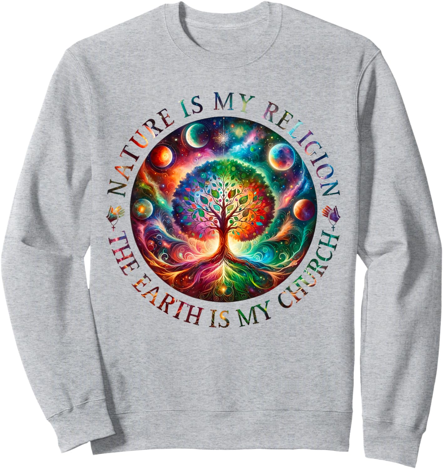 Nature Is My Religion The Earth Is My Church Mandala Tree Sweatshirt - Sweatshirt | Ash