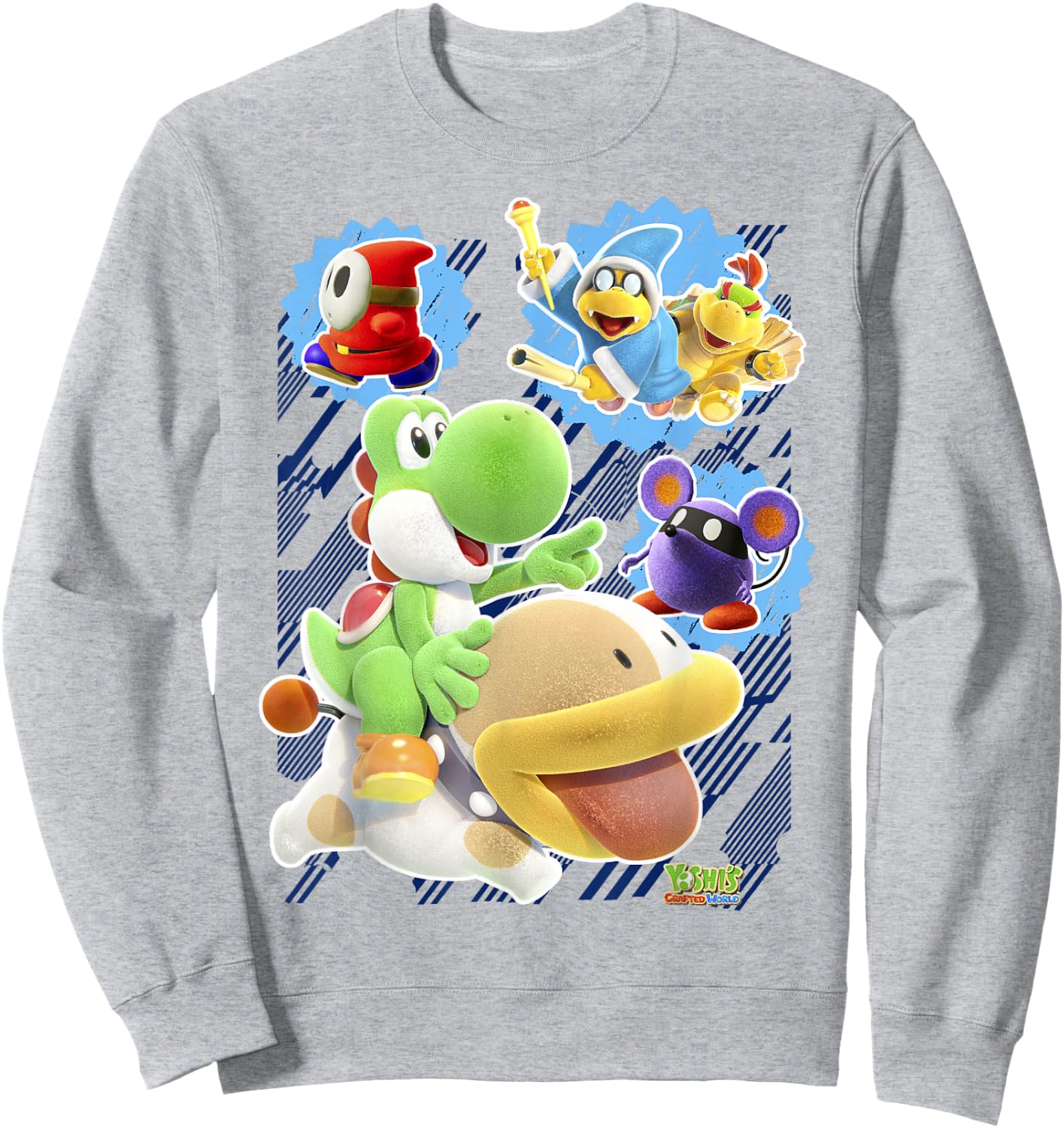 Yoshi's Crafted World Group Shot Poster Graphic Sweatshirt - Sweatshirt | Ash