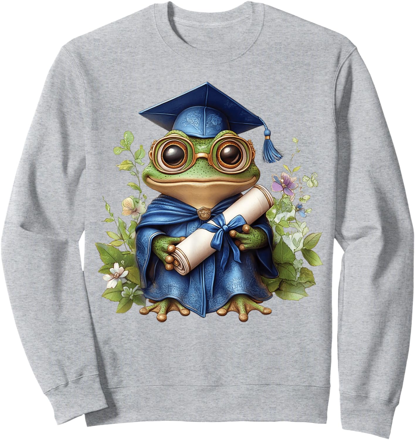 Cute Graduation Frog Holding Diploma T Shirt Sweatshirt - Sweatshirt | Ash