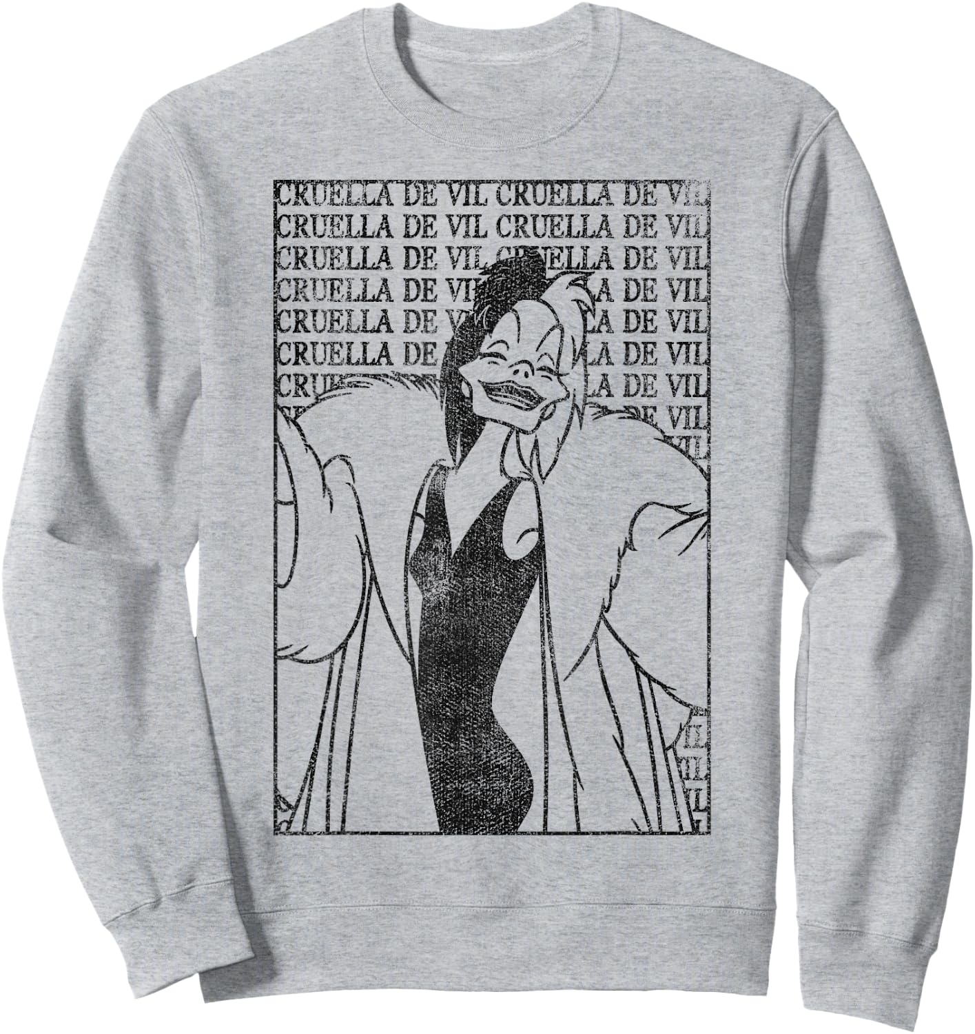 Disney Dalmatians Cruella Card Poster Graphic Sweatshirt - Sweatshirt | Ash