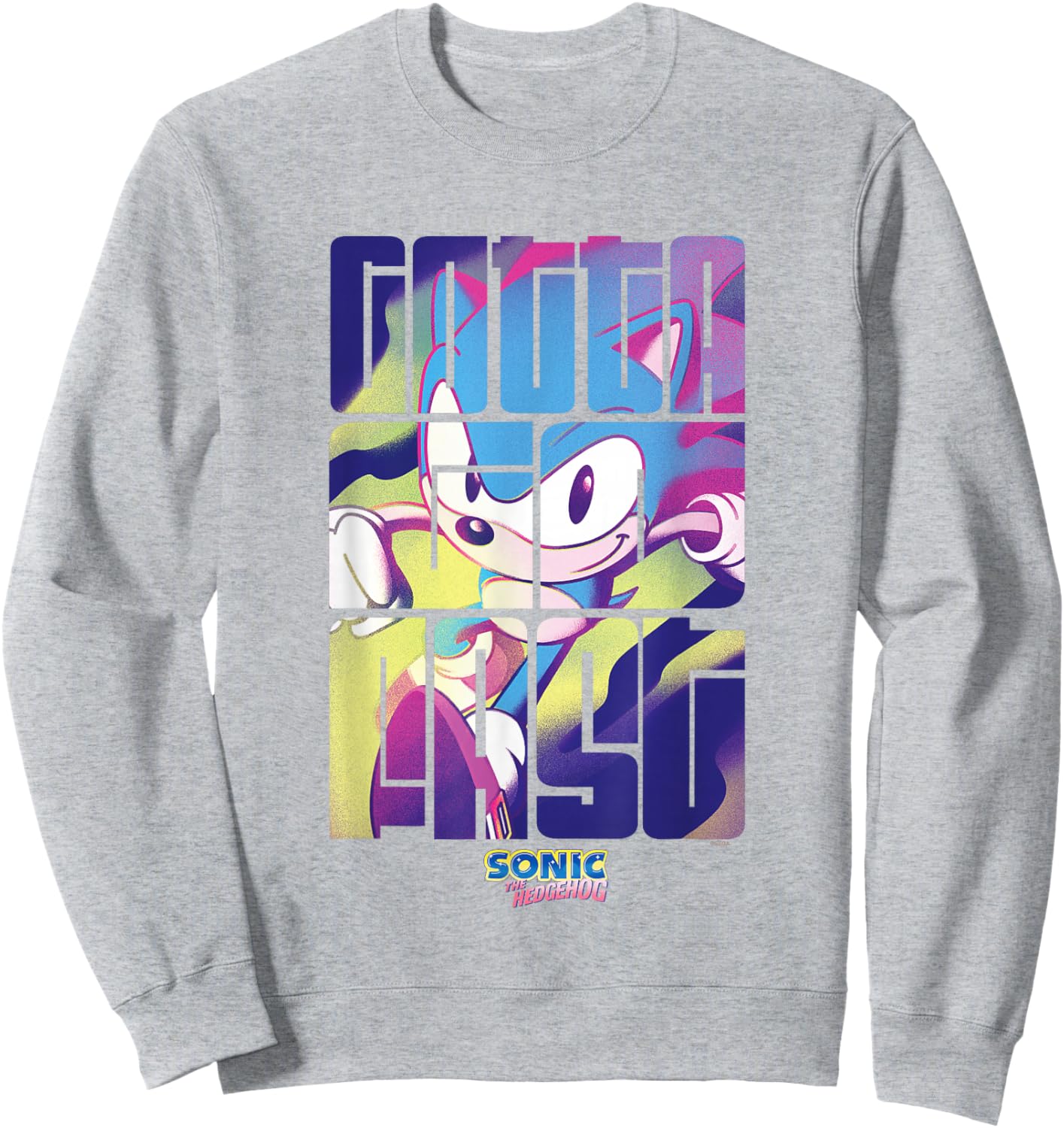 Sonic The Hedgehog Gotta Go Fast Vintage Logo Sweatshirt - Sweatshirt | Ash
