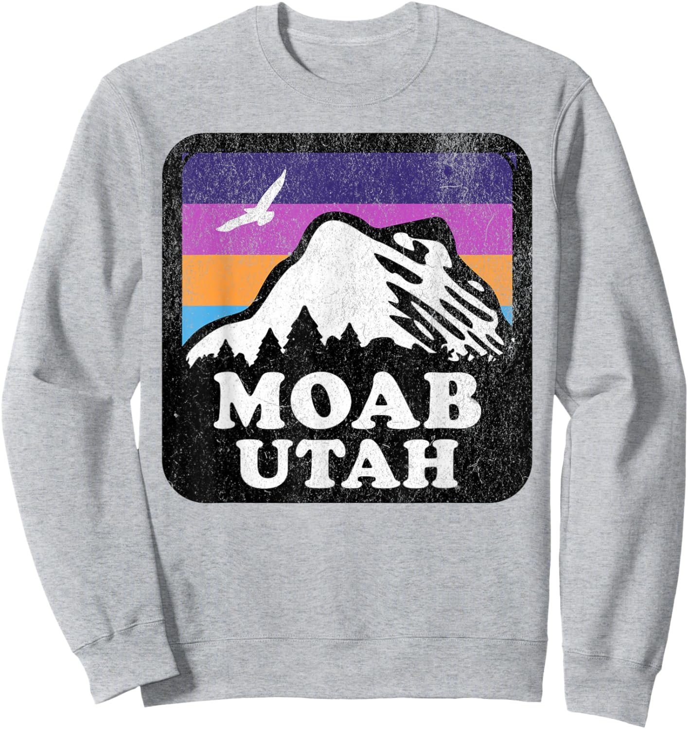 Moab Utah USA Outdoor Vintage , -Adults & Kids, Blue, Small, Short Sleeve Sweatshirt - Sweatshirt | Ash