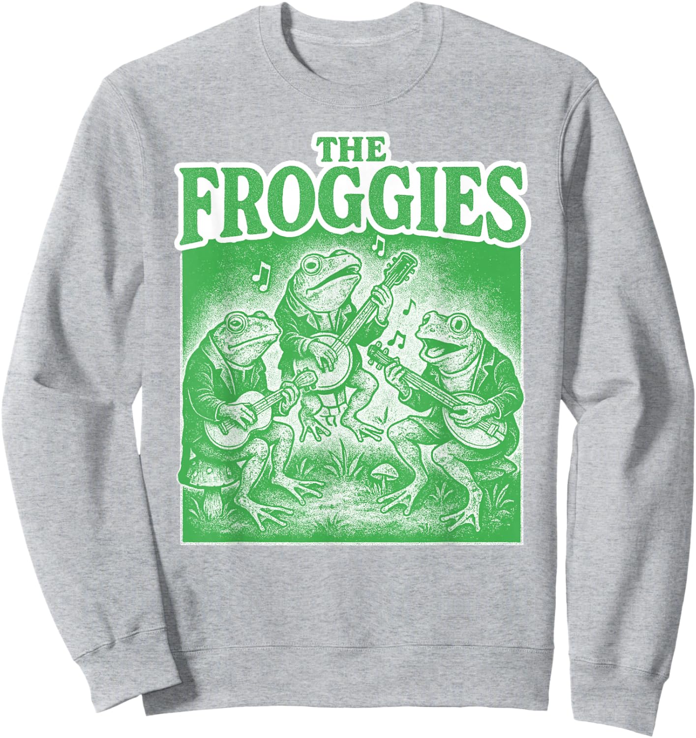 The Froggies Frog Band Art - Vintage Musical Frogs Sweatshirt - Sweatshirt | Ash
