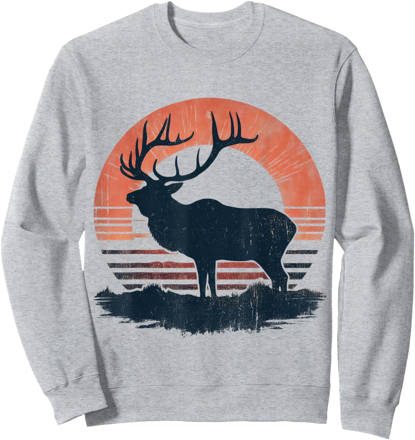 Hunter Elk Retro Vintage Hunting Dad Vintage Sunset Sweatshirt - Sweatshirt | Ash