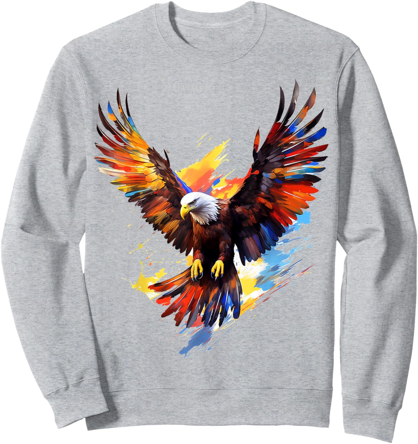 Eagle Painting Art Abstract Animal Colorful Graphic Eagle Sweatshirt - Sweatshirt | Ash