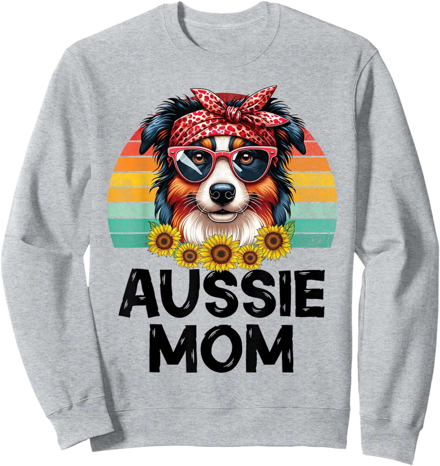 Floral Australian Shepherd Dog Mama Aussie Mom Mother's Day Sweatshirt - Sweatshirt | Ash