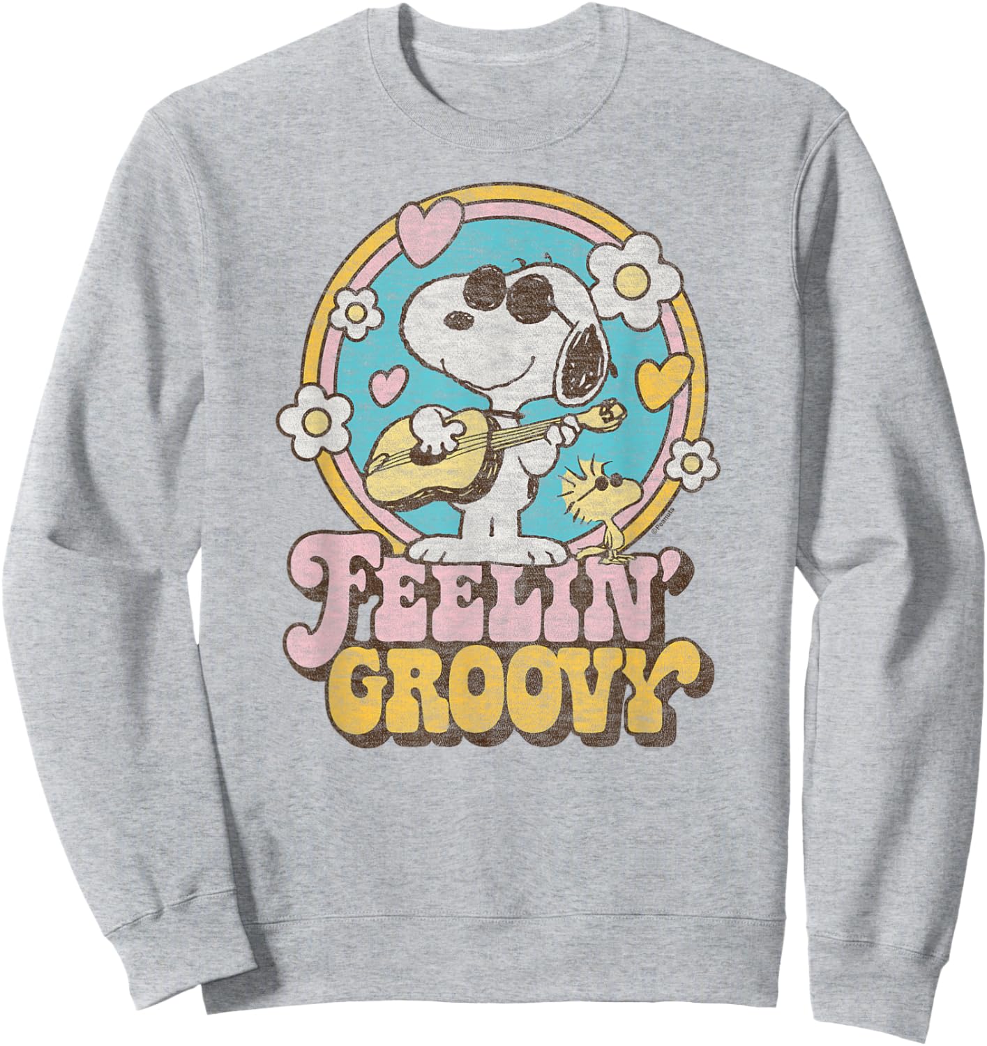 Peanuts - Feelin' Groovy Snoopy and Woodstock Sweatshirt - Sweatshirt | Ash