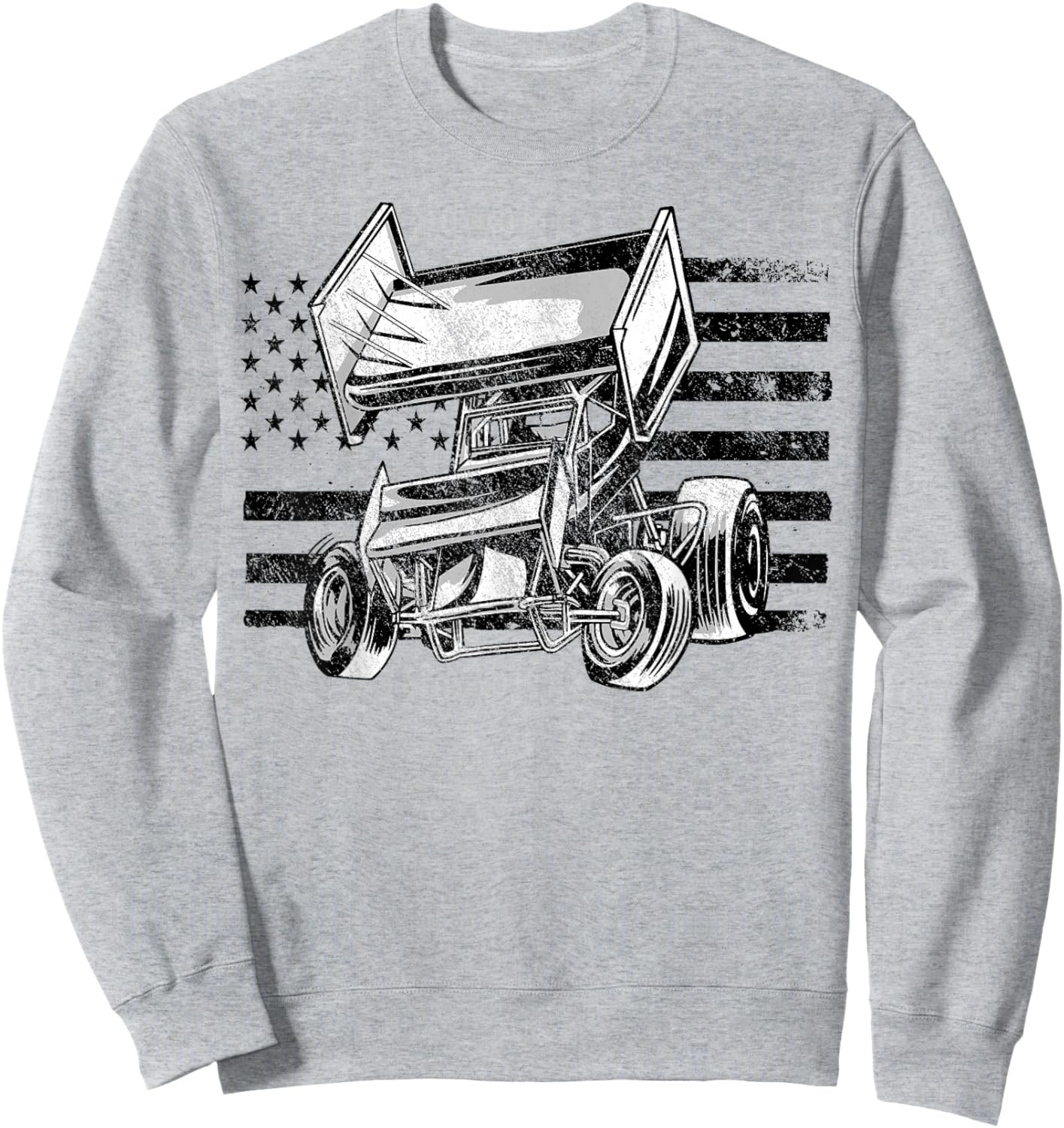 Sprint Car Racing USA Flag Sweatshirt - Sweatshirt | Ash