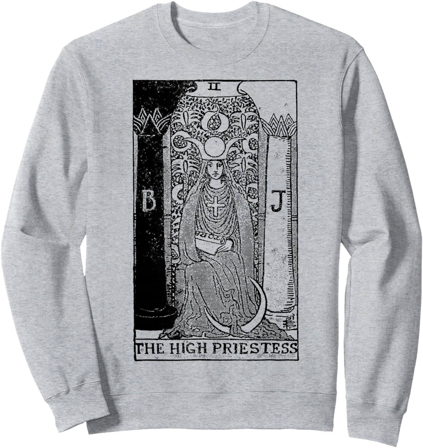 Vintage High Priestess Tarot Card Sweatshirt - Sweatshirt | Ash