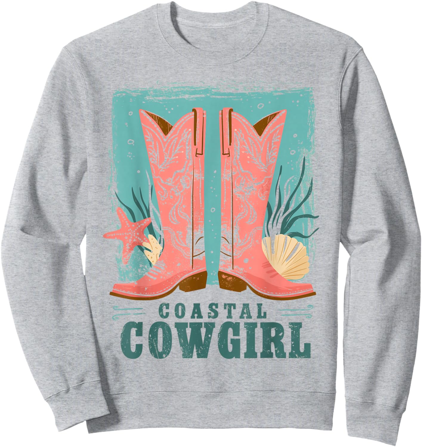 Coastal Cowgirl | Western Country Beach Surfer Girl Cowboy Sweatshirt - Sweatshirt | Ash