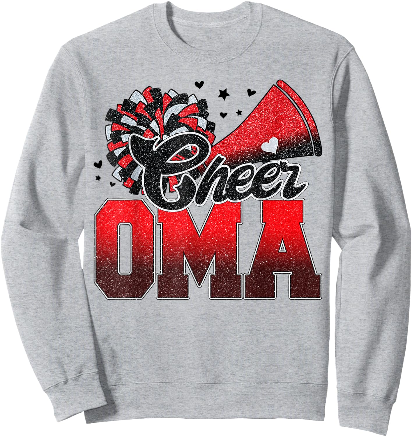 Cheer Oma Cheer Leader Gift Biggest Fan Black Red Pom Pom Sweatshirt - Sweatshirt | Ash