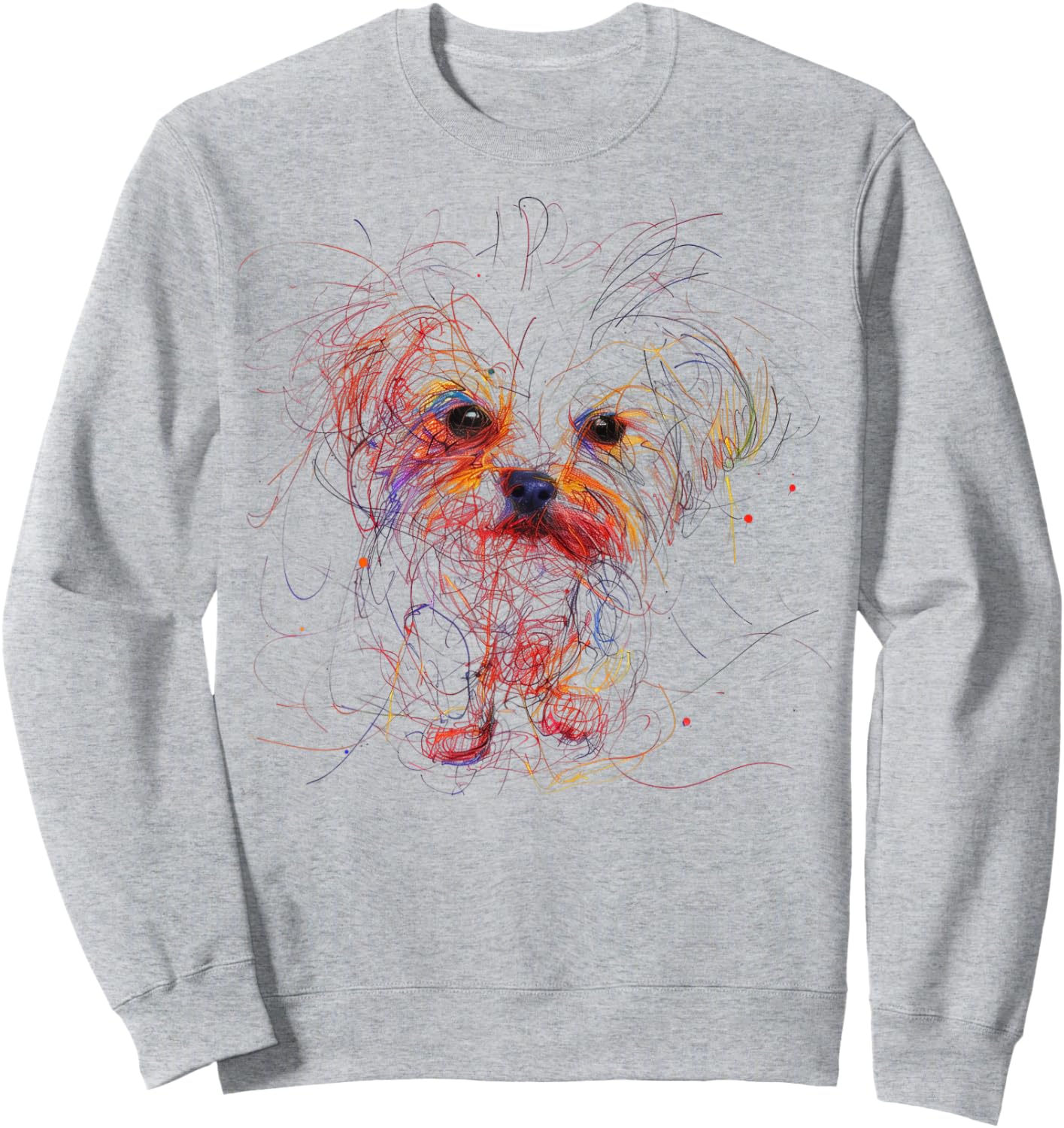 Maltese Lover Dog Drawn With Colored Pencils Favorite Pet Sweatshirt - Sweatshirt | Ash