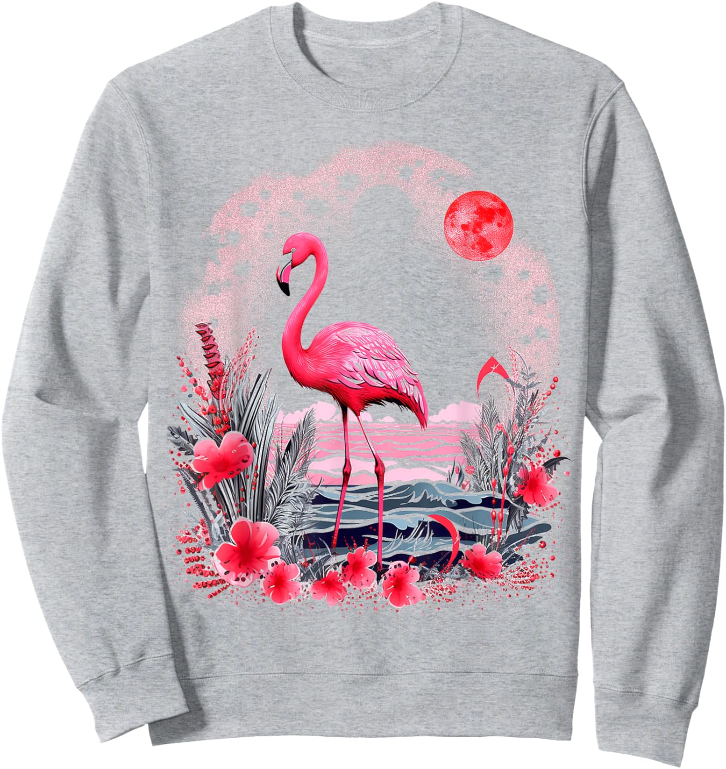 Flamingo Abstract Art Animal Nature Graphic Flamingo Sweatshirt - Sweatshirt | Ash