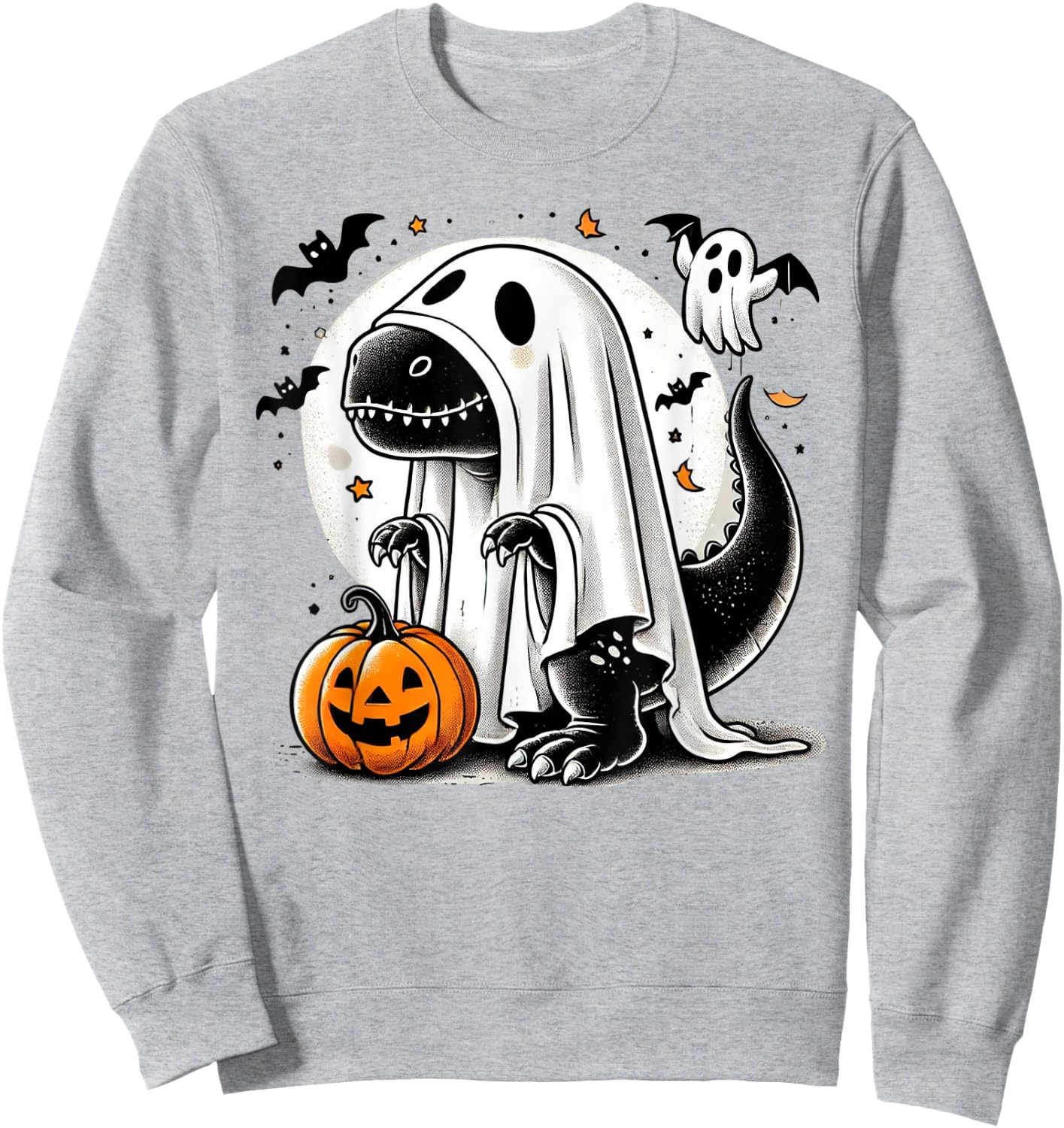 Funny T-Rex Ghost Dinosaur Halloween Costume Tyrannosaurus Sweatshirt - Sweatshirt | Ash