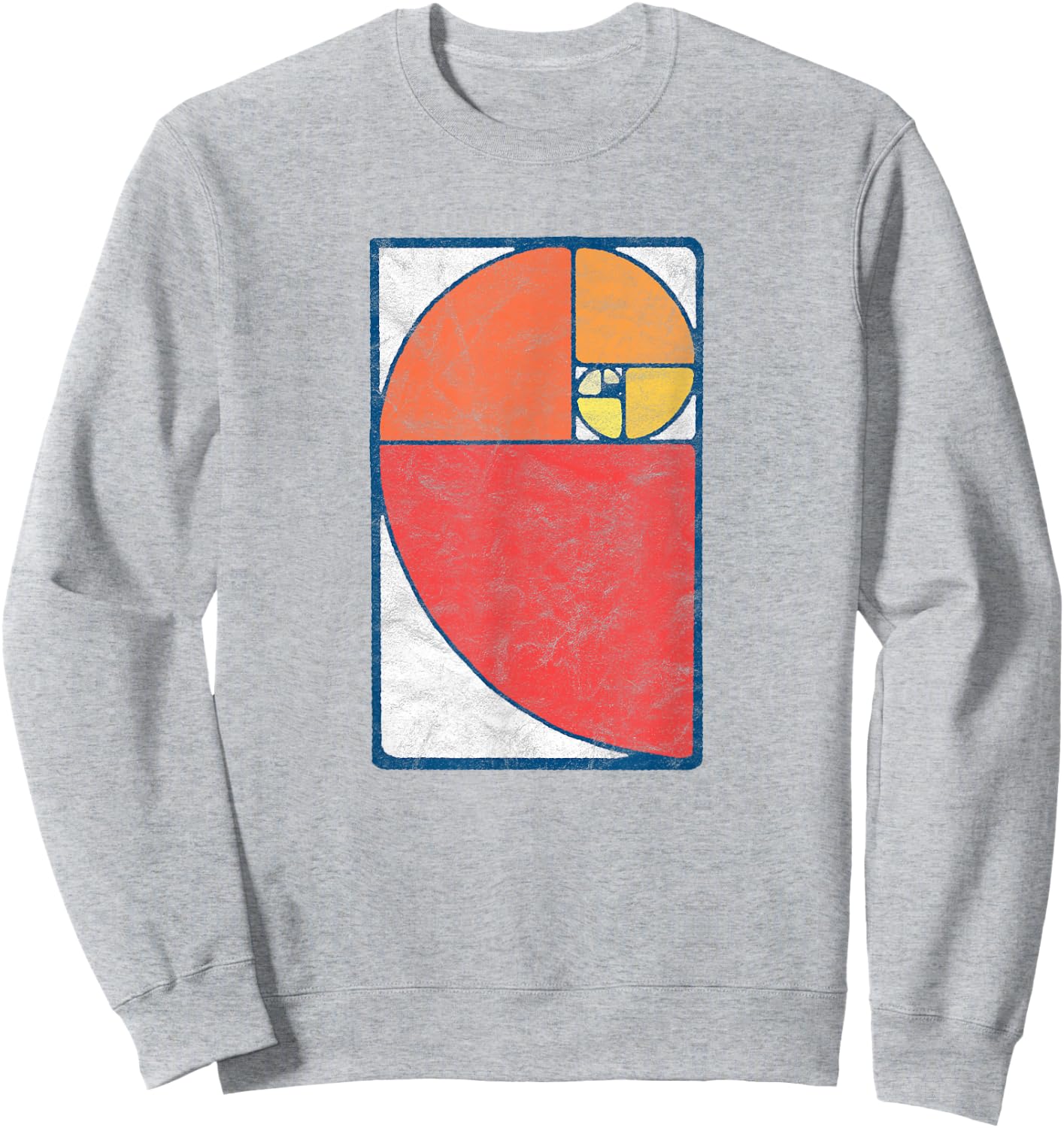 Vintage Fibonacci Sequence Golden Ratio Spiral Distressed Sweatshirt - Sweatshirt | Ash