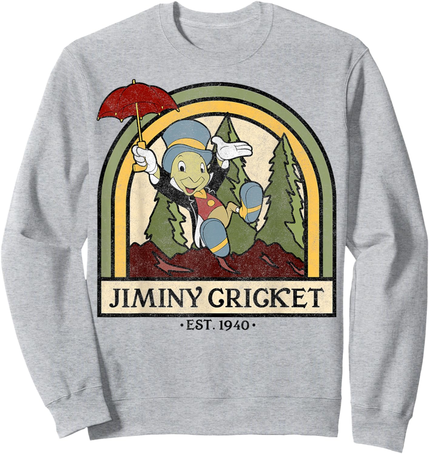 Disney Pinocchio Jiminy Cricket Established 1940 Sweatshirt - Sweatshirt | Ash