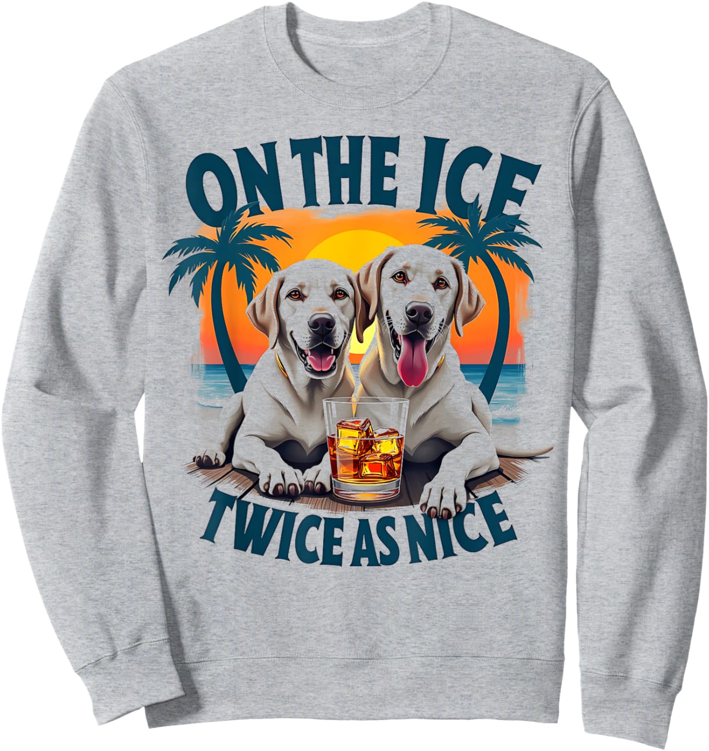 Labrador Retriever Dog Beach Vibes Tropical Sunset Design Women Kids Sweatshirt - Sweatshirt | Ash